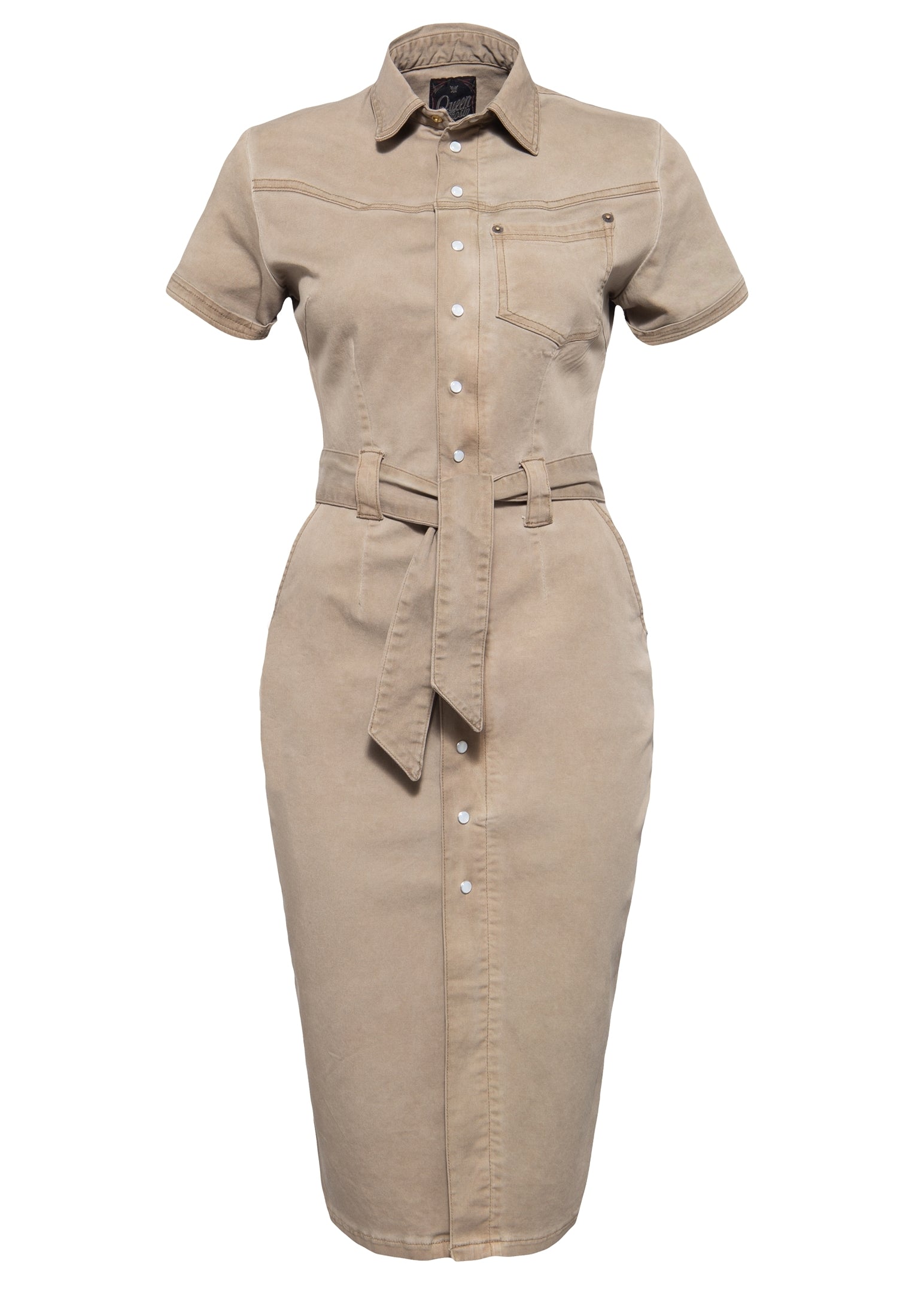 Queen Kerosin - Denim Bleistiftkleid in Vintage - Optik