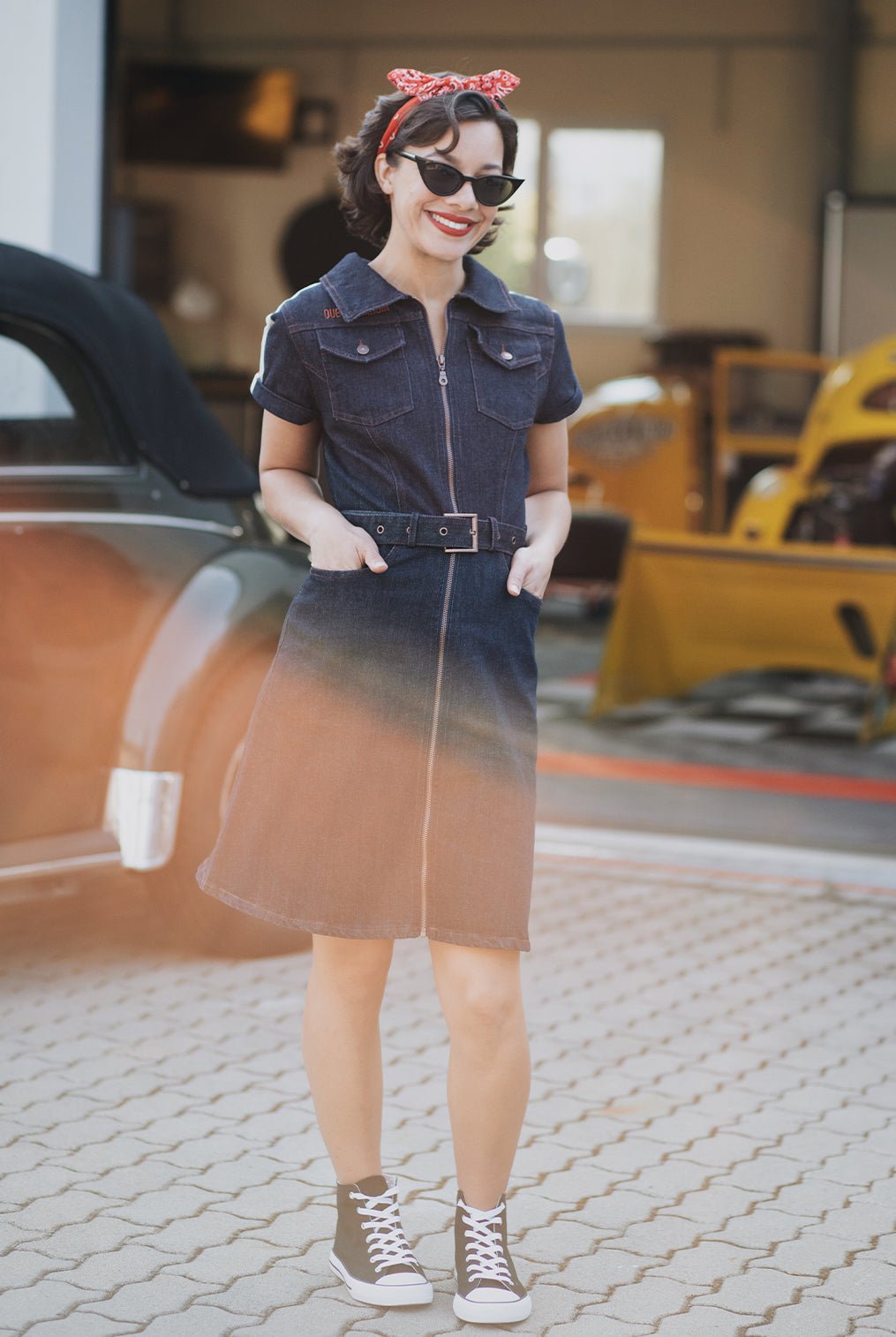Denim Kleid 'Racing Queen' in Dunkelblau Kleider von Queen Kerosin