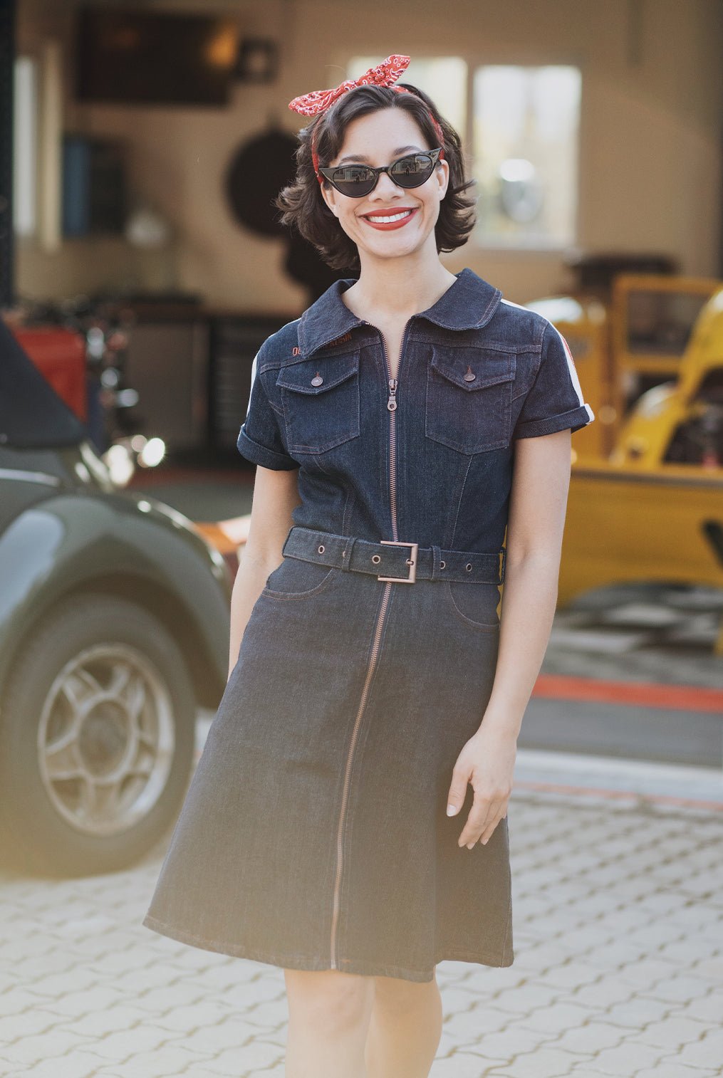 Denim Kleid 'Racing Queen' in Dunkelblau Kleider von Queen Kerosin