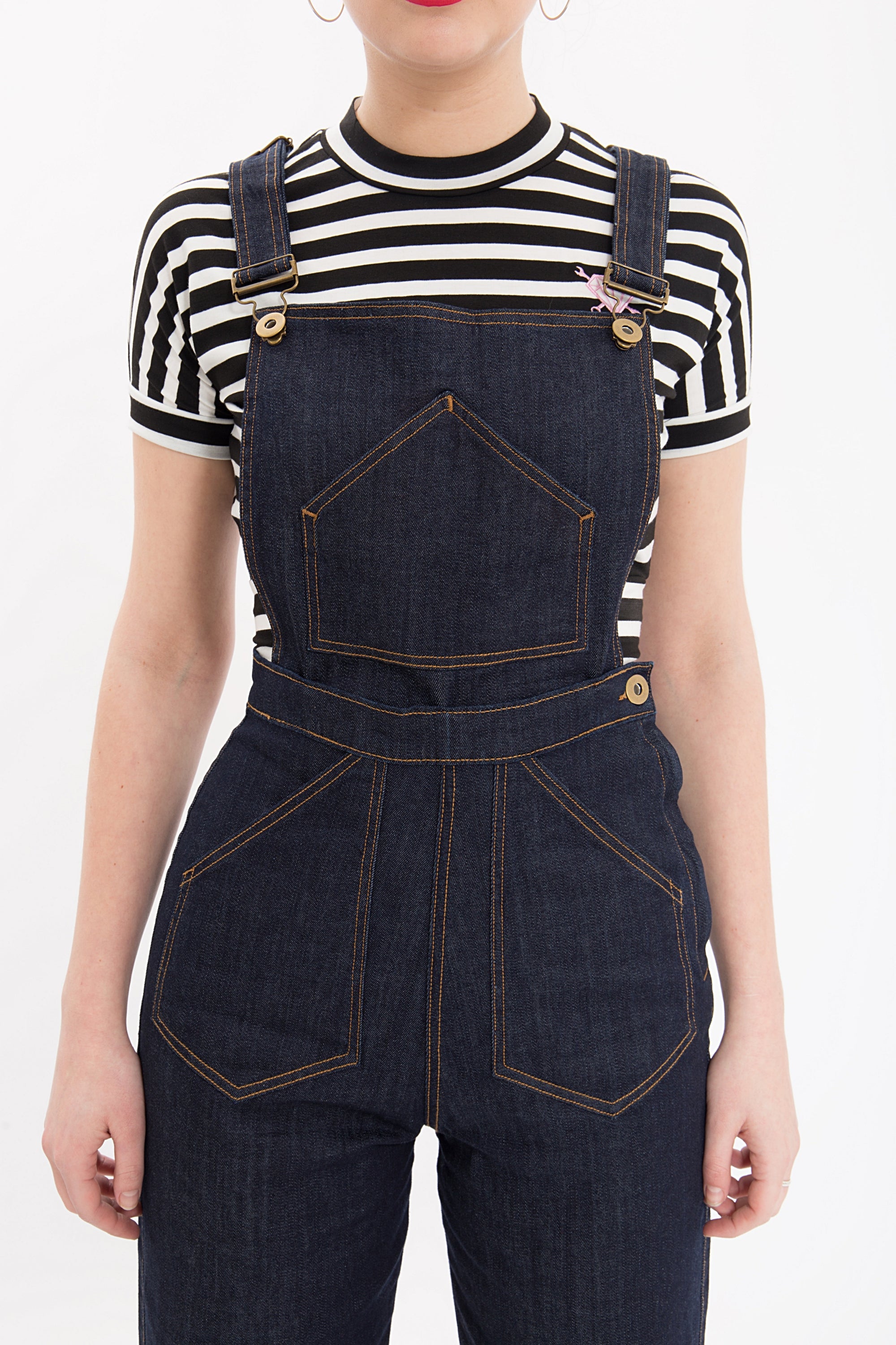 Queen Kerosin - Denim Latzhose 2 - in - 1 mit verstellbaren Trägern