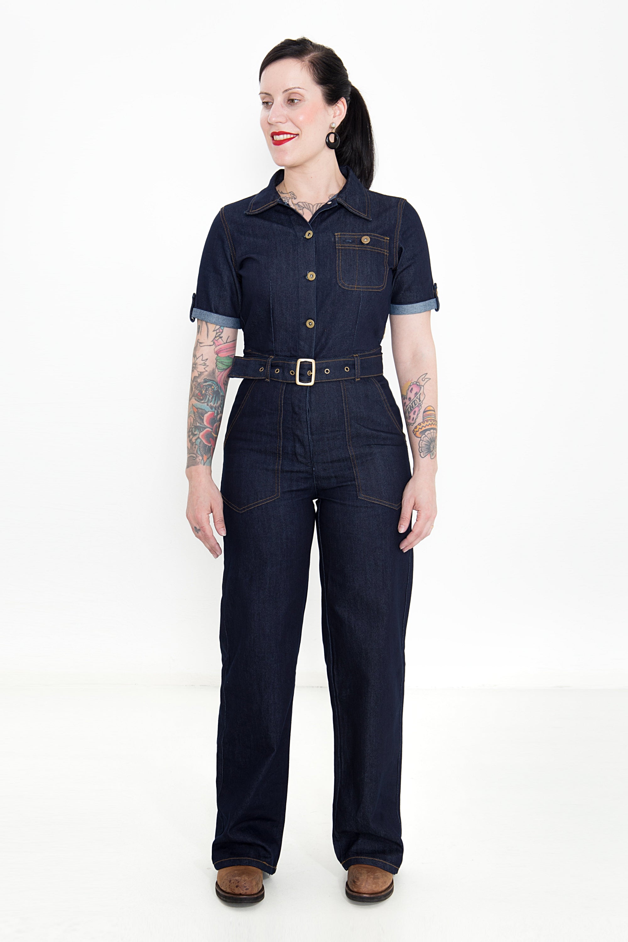 Queen Kerosin - Denim Overall im Worker - Look