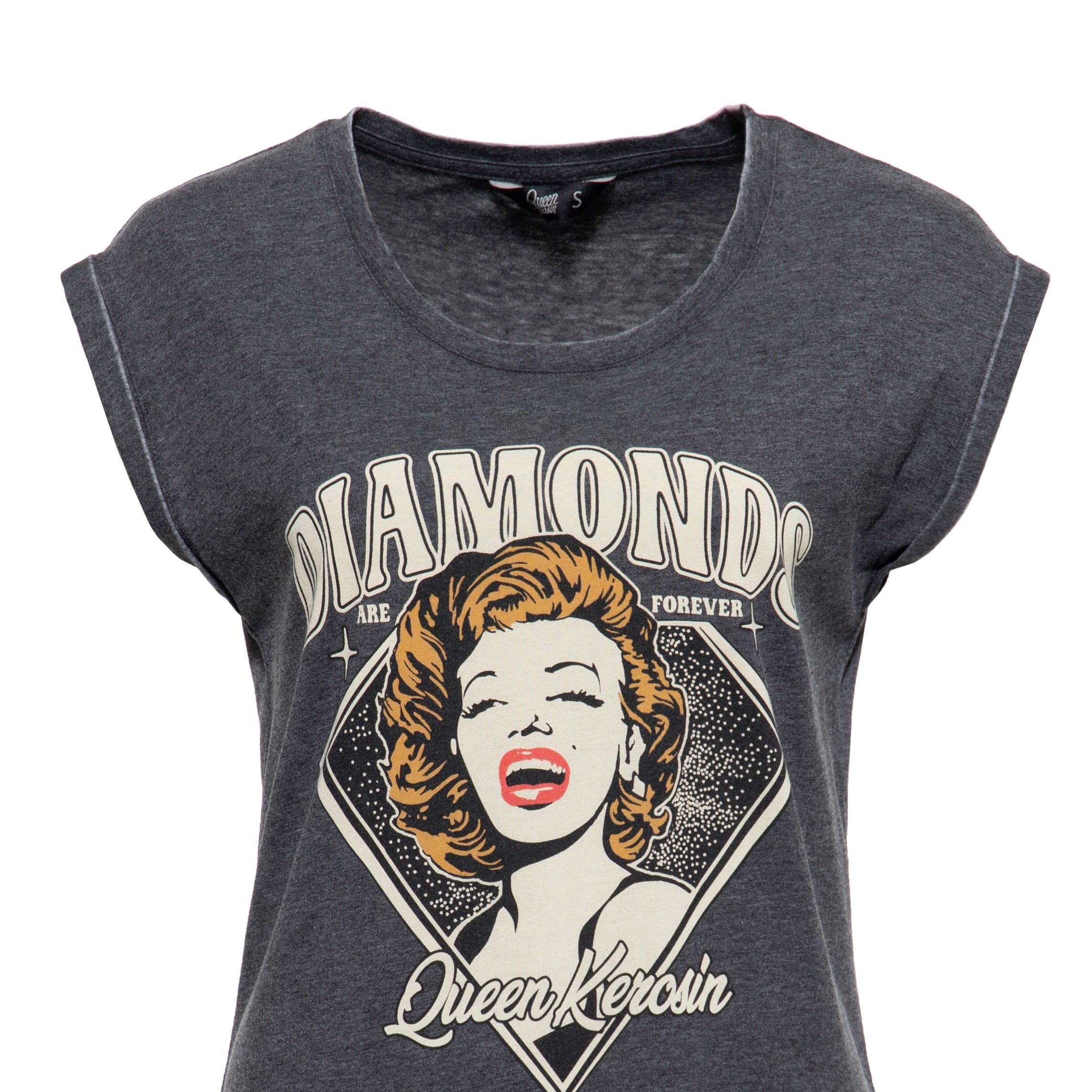 Queen Kerosin - Enzym Wash T - Shirt «Diamonds»