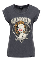 Queen Kerosin - Enzym Wash T - Shirt «Diamonds»