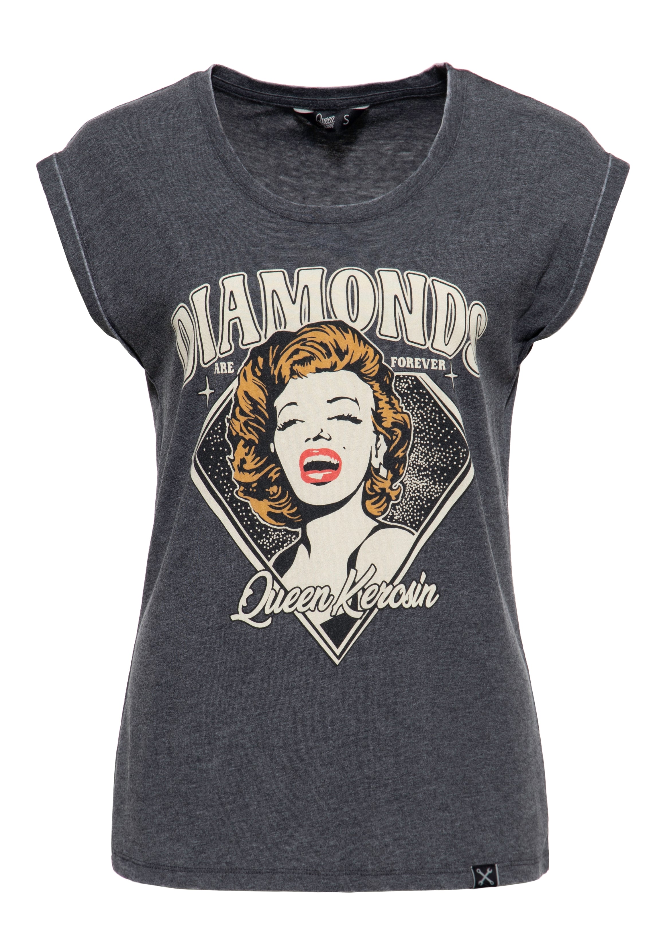 Queen Kerosin - Enzym Wash T - Shirt «Diamonds»