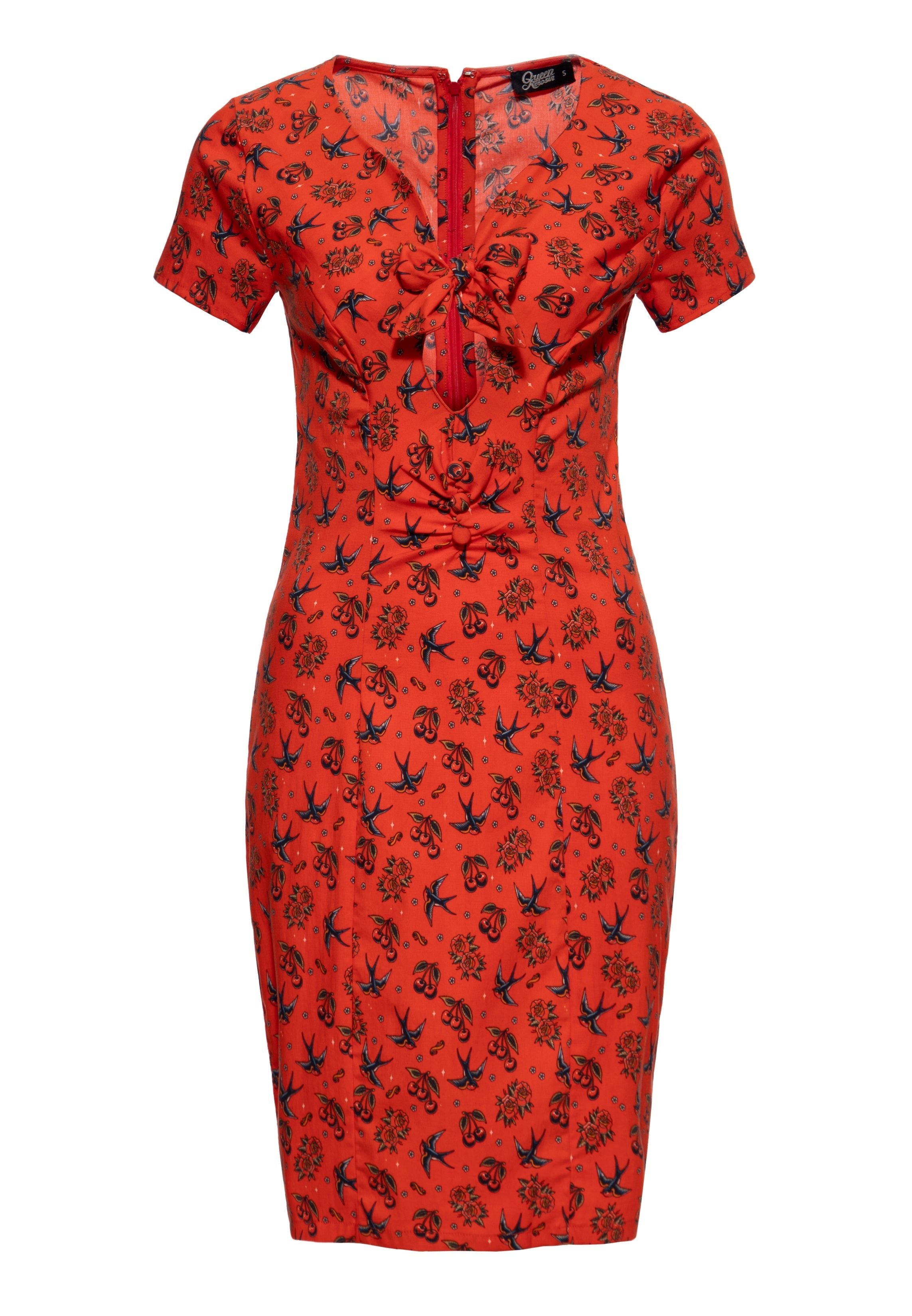 Etuikleid 'Cherries & Roses' in Rot Kleider von Queen Kerosin