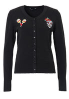 Queen Kerosin - Feinstrick Cardigan mit Applikationen im Mexiko Stil