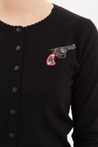 Queen Kerosin - Feinstrick Cardigan mit Stickereien im Western Look