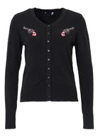 Queen Kerosin - Feinstrick Cardigan mit Stickereien im Western Look