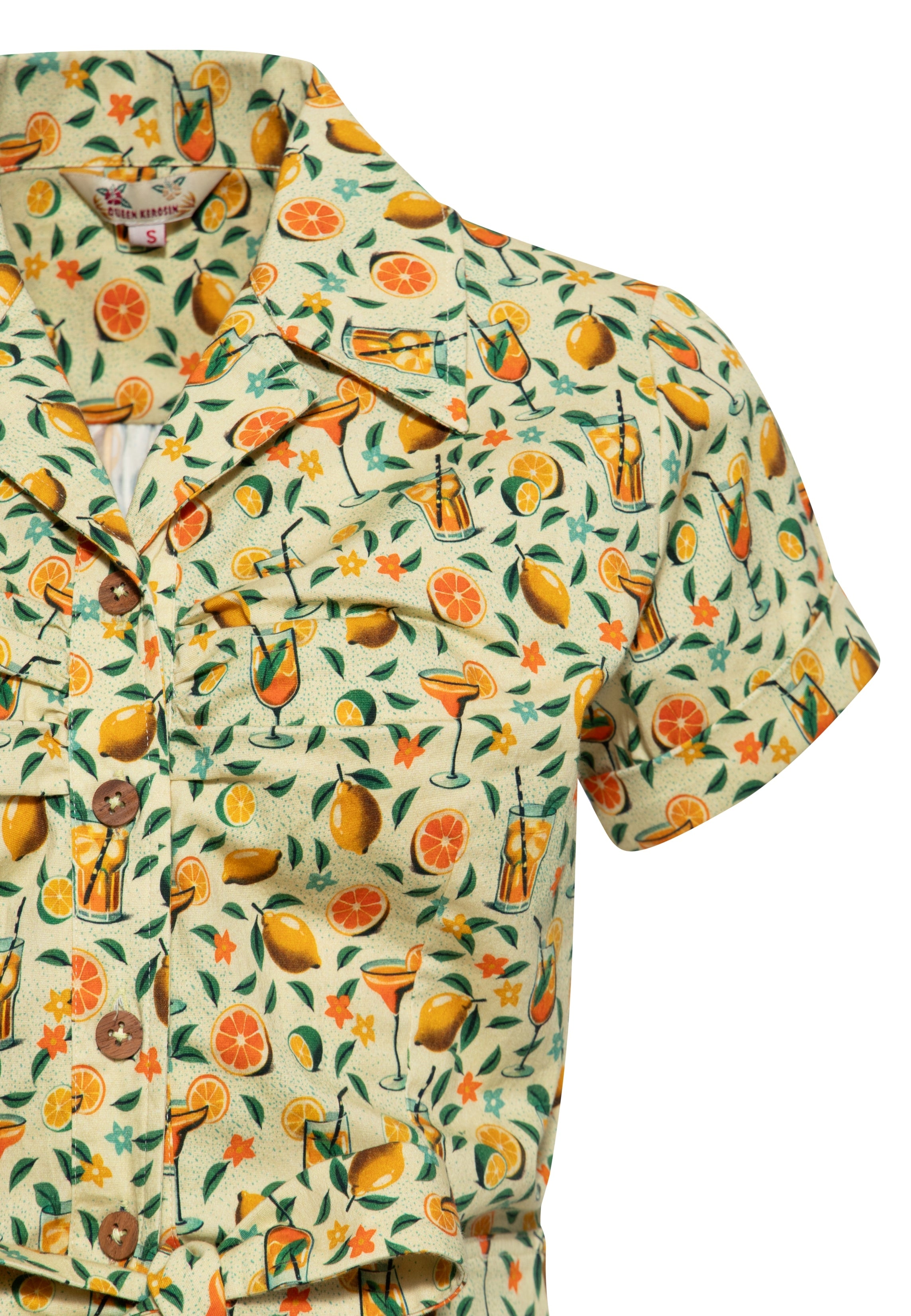 HawaiIbluse 'Citrus Cocktails' in Gelb Blusen von Queen Kerosin