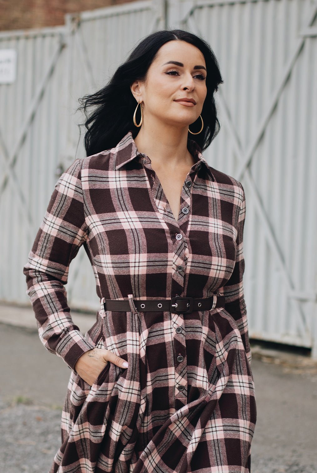 Hemdblusenkleid 'Jayne' in Dunkelbraun – Kleider von Queen Kerosin - Ansicht 15