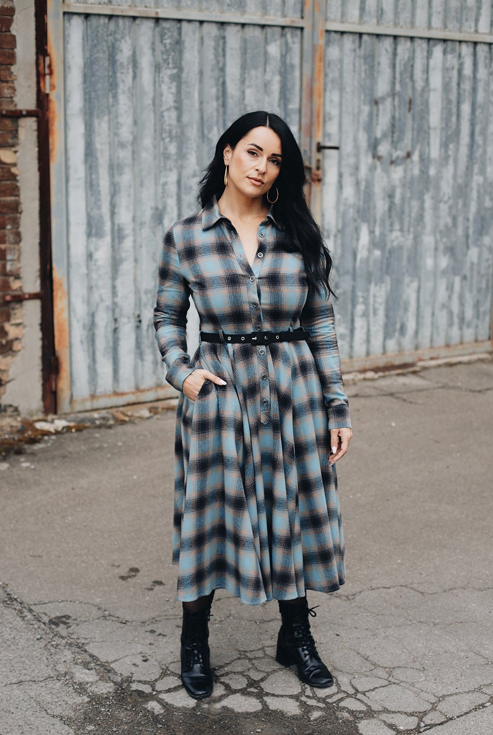 Hemdblusenkleid 'Jayne' in Petrol – Kleider von Queen Kerosin - Ansicht 13