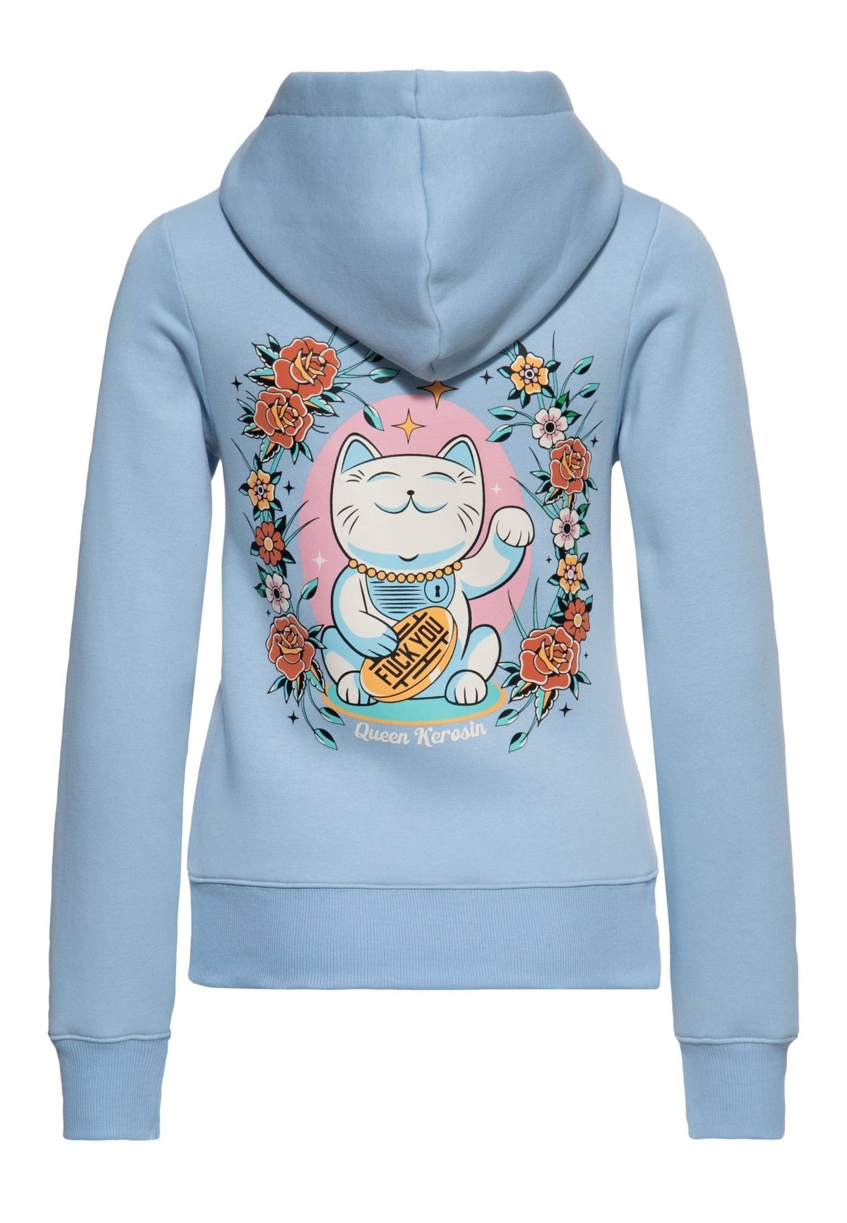 Hoodie 'Fuck you' in Hellblau – Kapuzenpullover von Queen Kerosin - Ansicht 2