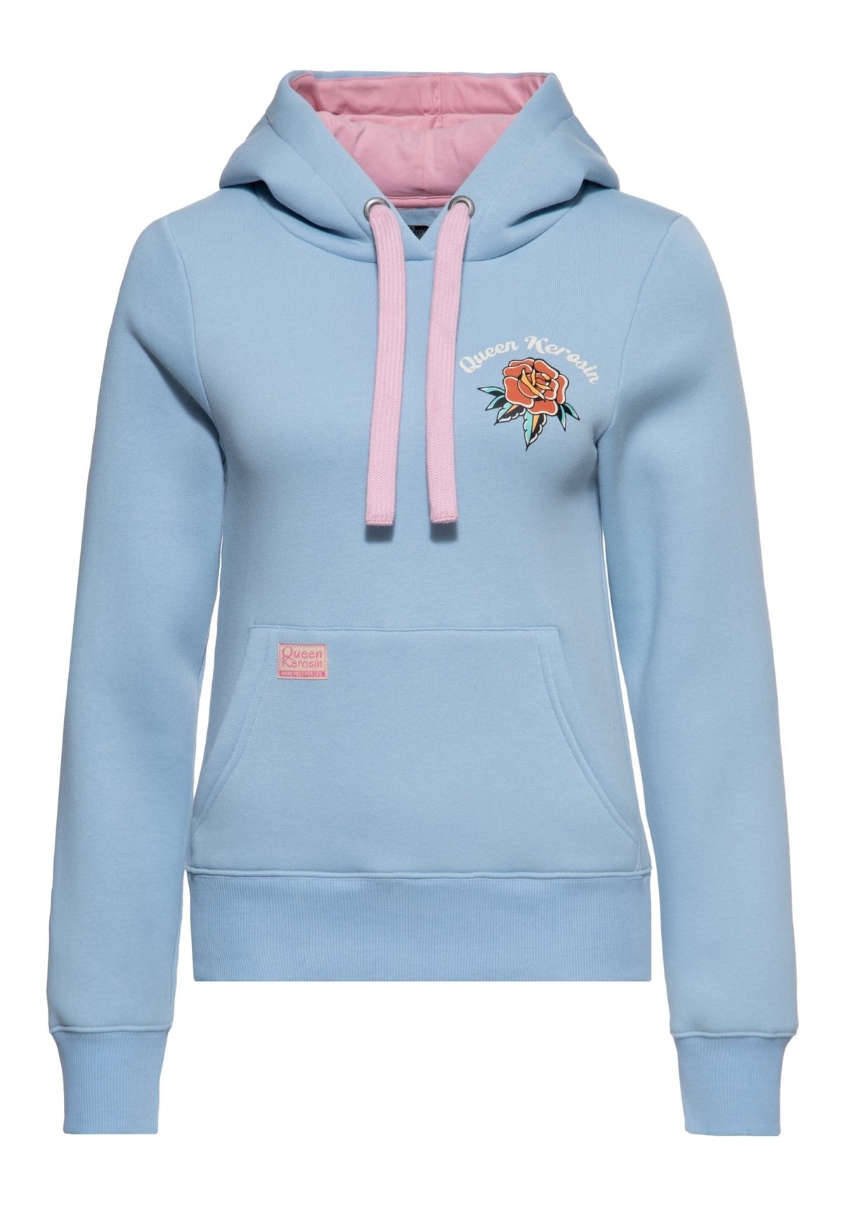Hoodie 'Fuck you' in Hellblau – Kapuzenpullover von Queen Kerosin - Ansicht 1