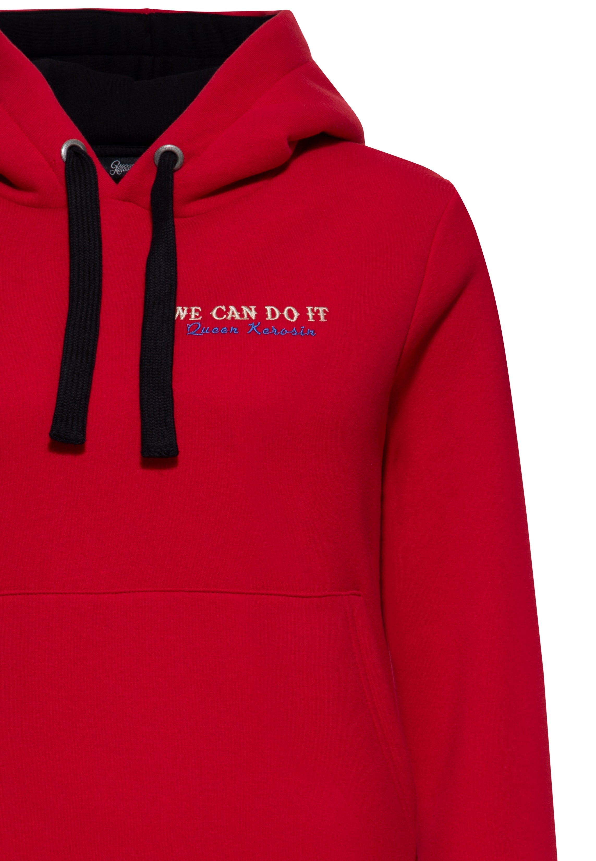 Hoodie 'We Can Do it' in Rot Kapuzenpullover von Queen Kerosin