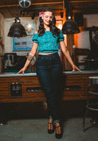 Queen Kerosin - Jeanshose mit Pinstripe - Stickerei