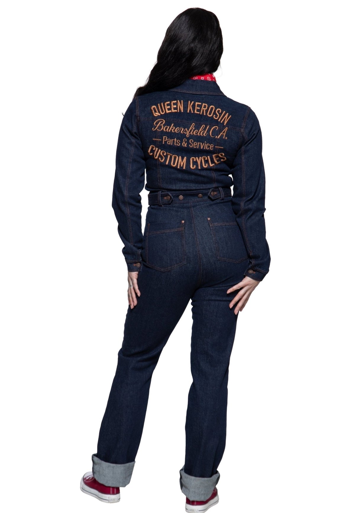 Jumpsuit 'Bakersfield' in Dunkelblau – Jumpsuits von Queen Kerosin - Ansicht 4