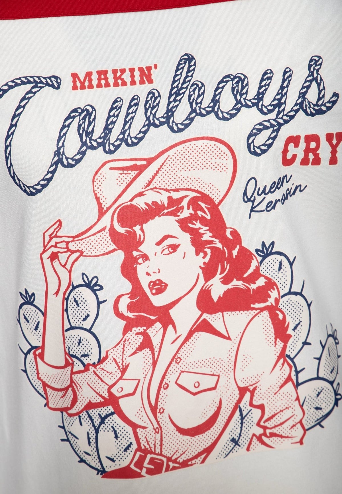 Langarmshirt 'Makin' Cowboys Cry' in Naturweiß – Langarmshirts von Queen Kerosin - Ansicht 4
