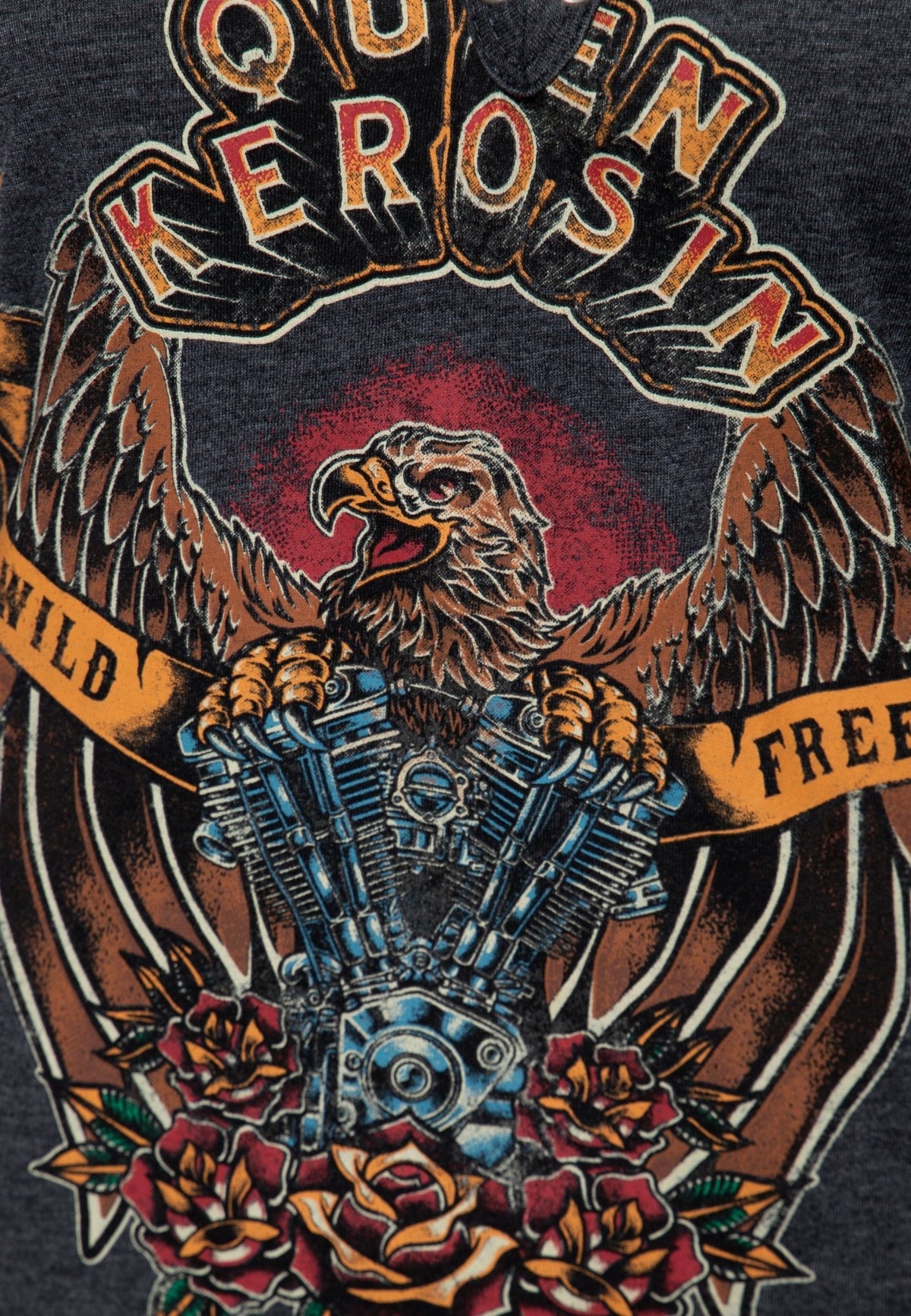 Langarmshirt 'Wild & Free' in Anthrazit – Langarmshirts von Queen Kerosin - Ansicht 4