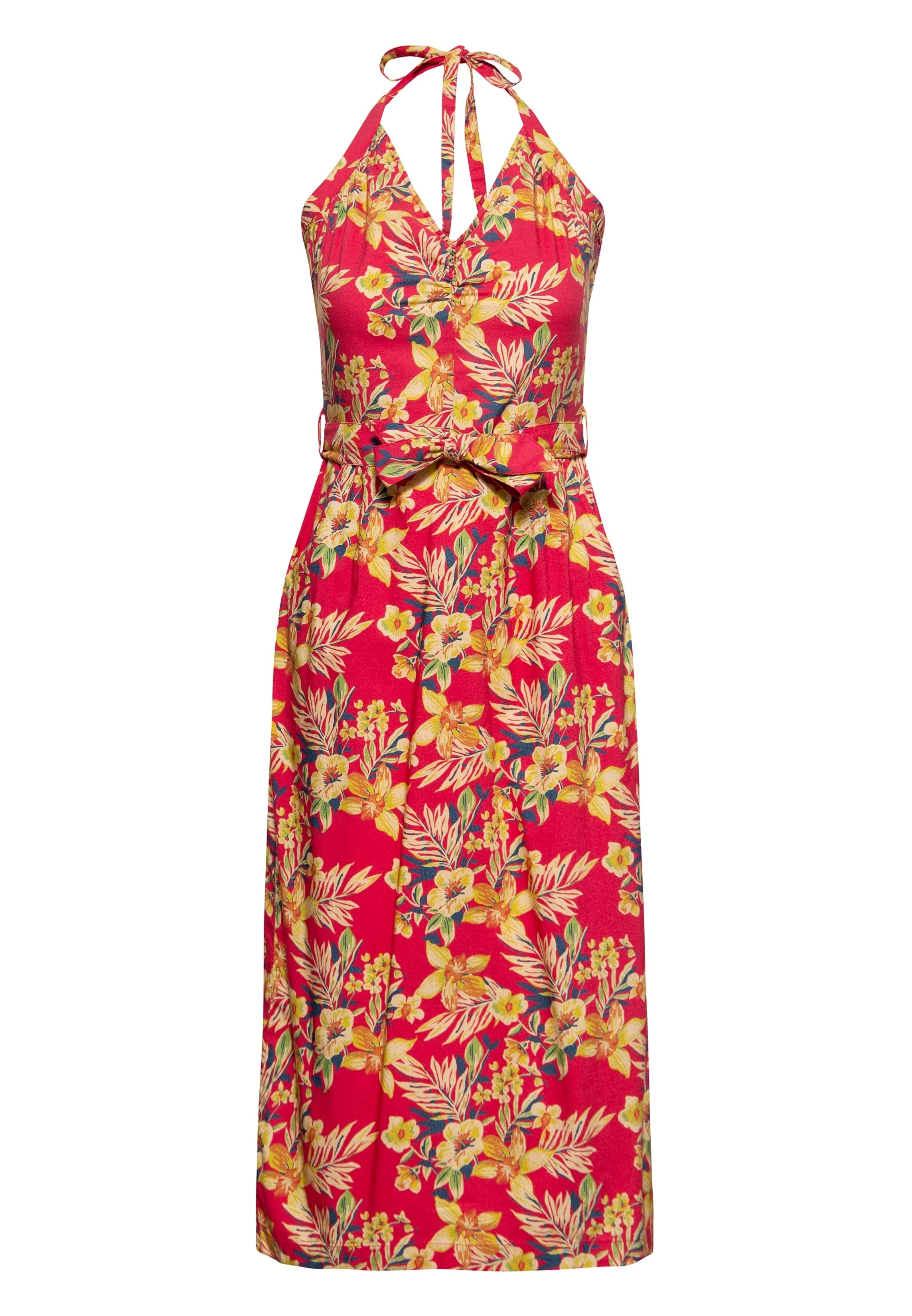Neckholder Pencil Kleid «Hawaii Red» Kleider von Queen Kerosin