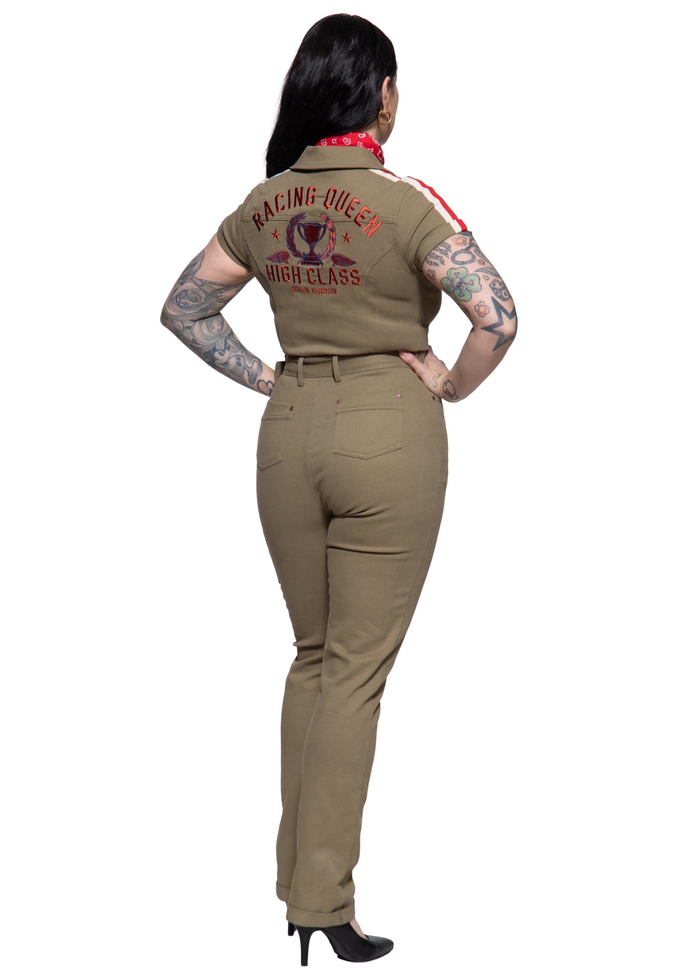 Overall 'Racing Queen' in Olivgrün Overalls von Queen Kerosin