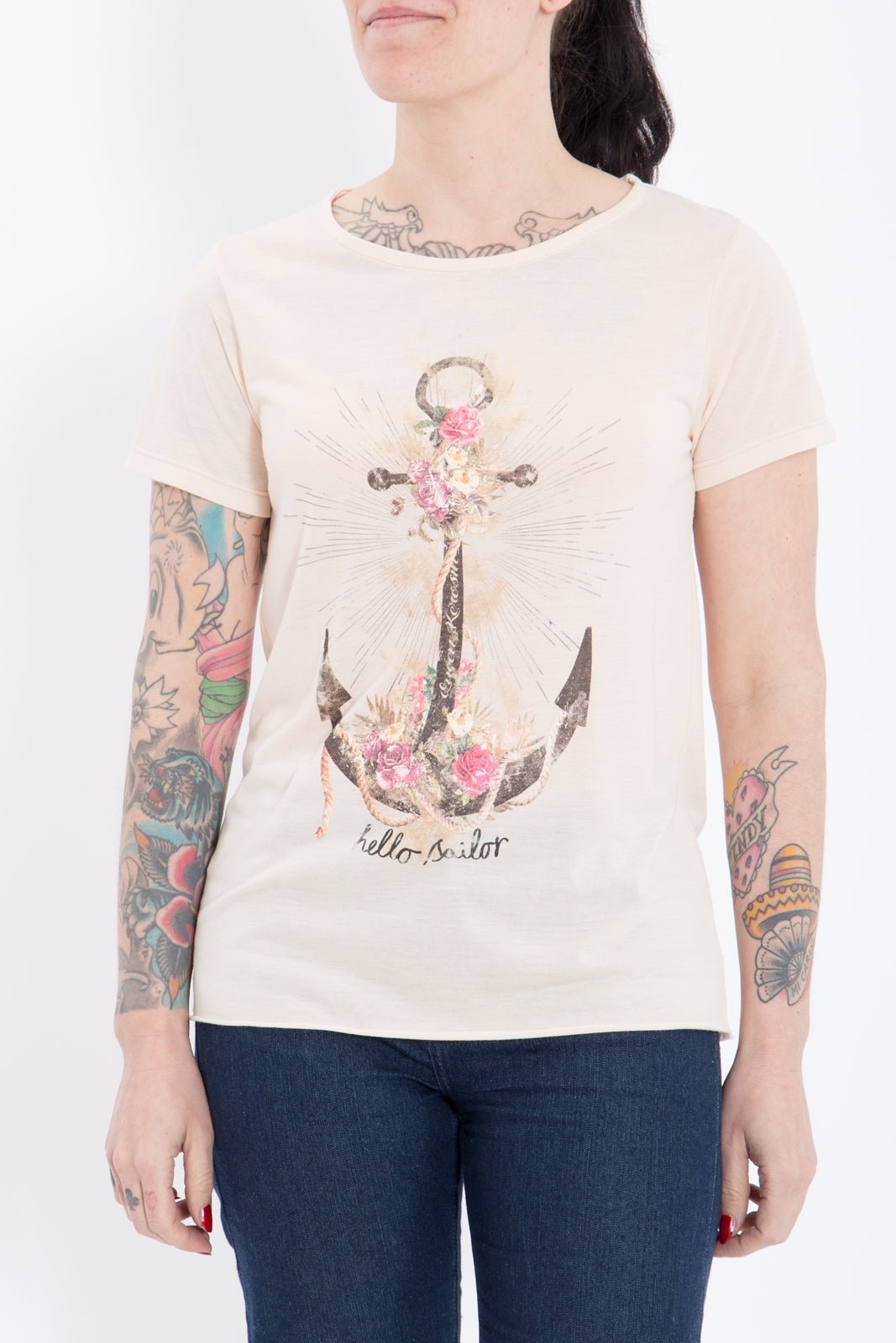 Queen Kerosin - Print T-Shirt aus Viskose - Mix «Anchor»