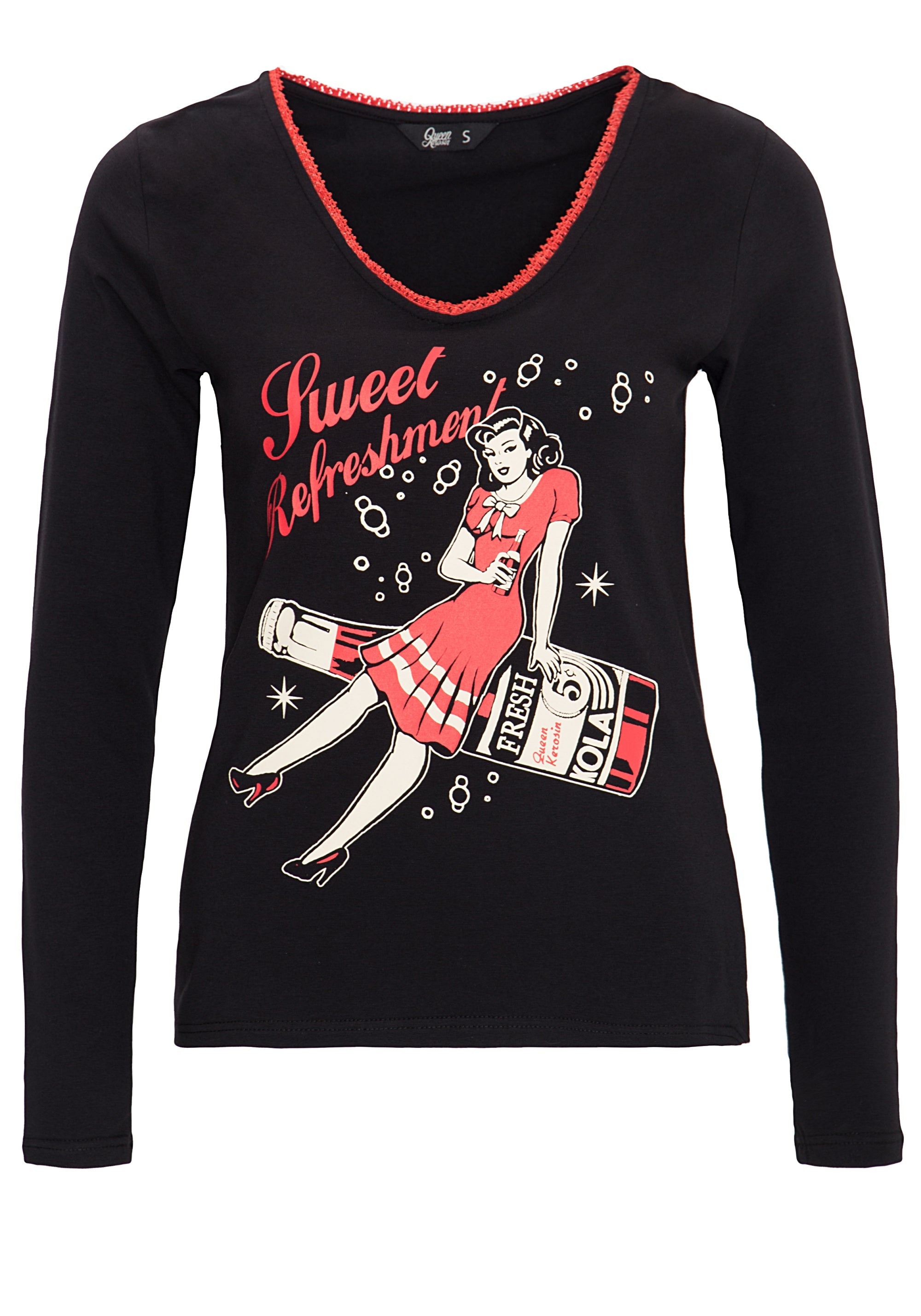 Queen Kerosin - Shirt mit Retro Print «Sweet Refreshment»