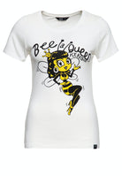 Queen Kerosin - Slim Fit T-Shirt mit rundem Ausschnitt und Print «Bee a Queen»