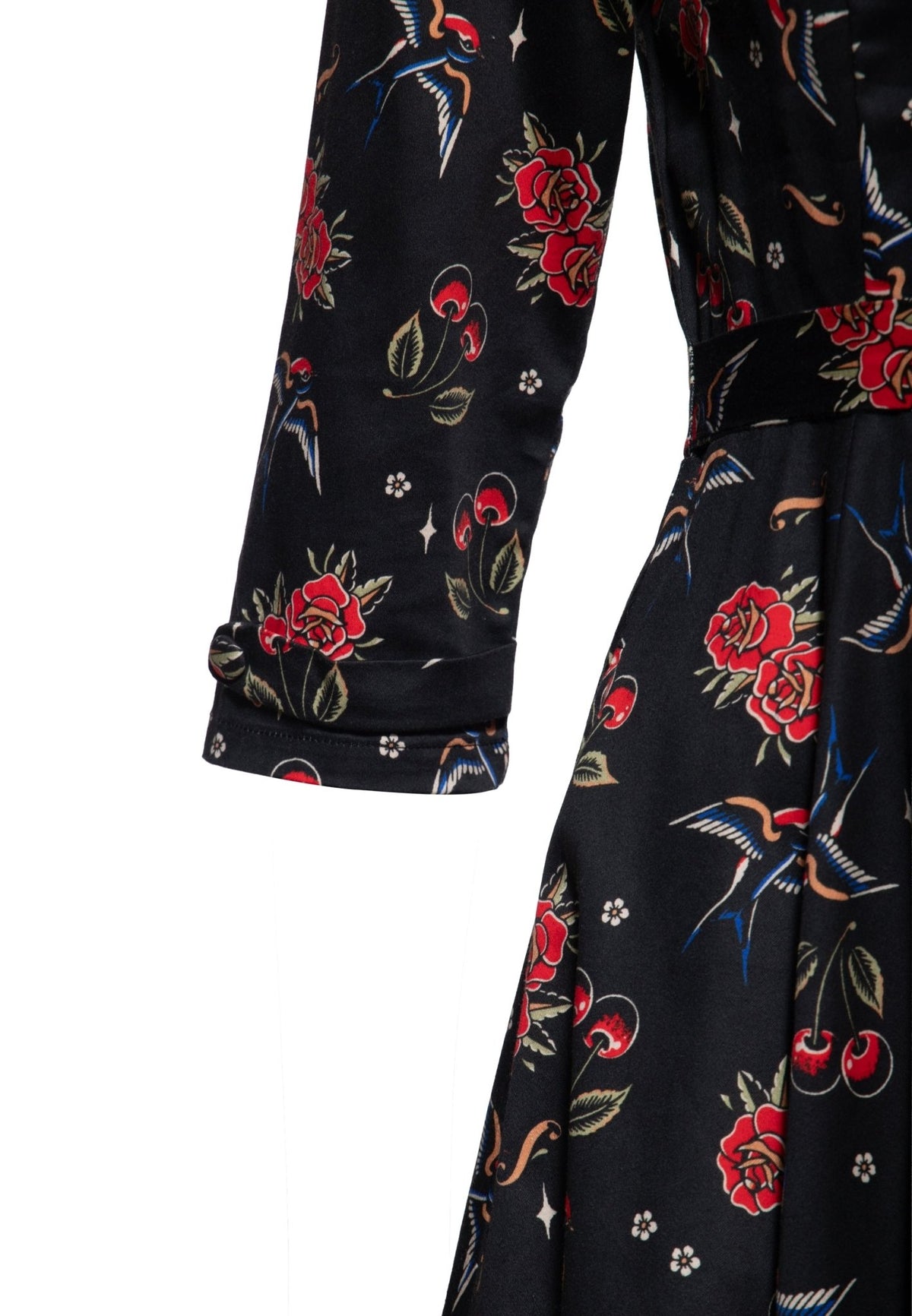 Swingkleid 'cherries & roses' in Schwarz – Kleider von Queen Kerosin - Ansicht 4