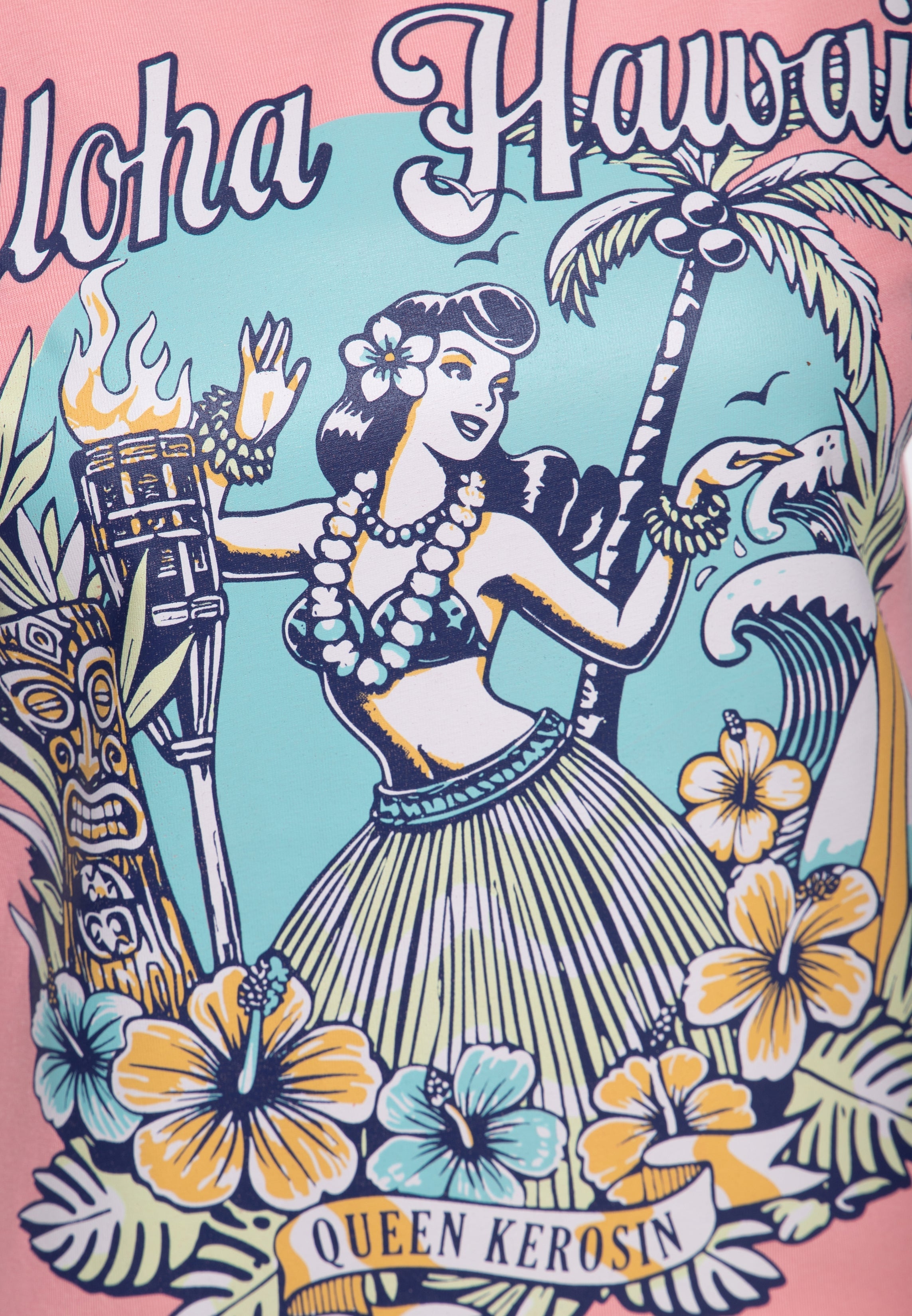T-Shirt 'Aloha Hawaii' in Rosa T-Shirts von Queen Kerosin