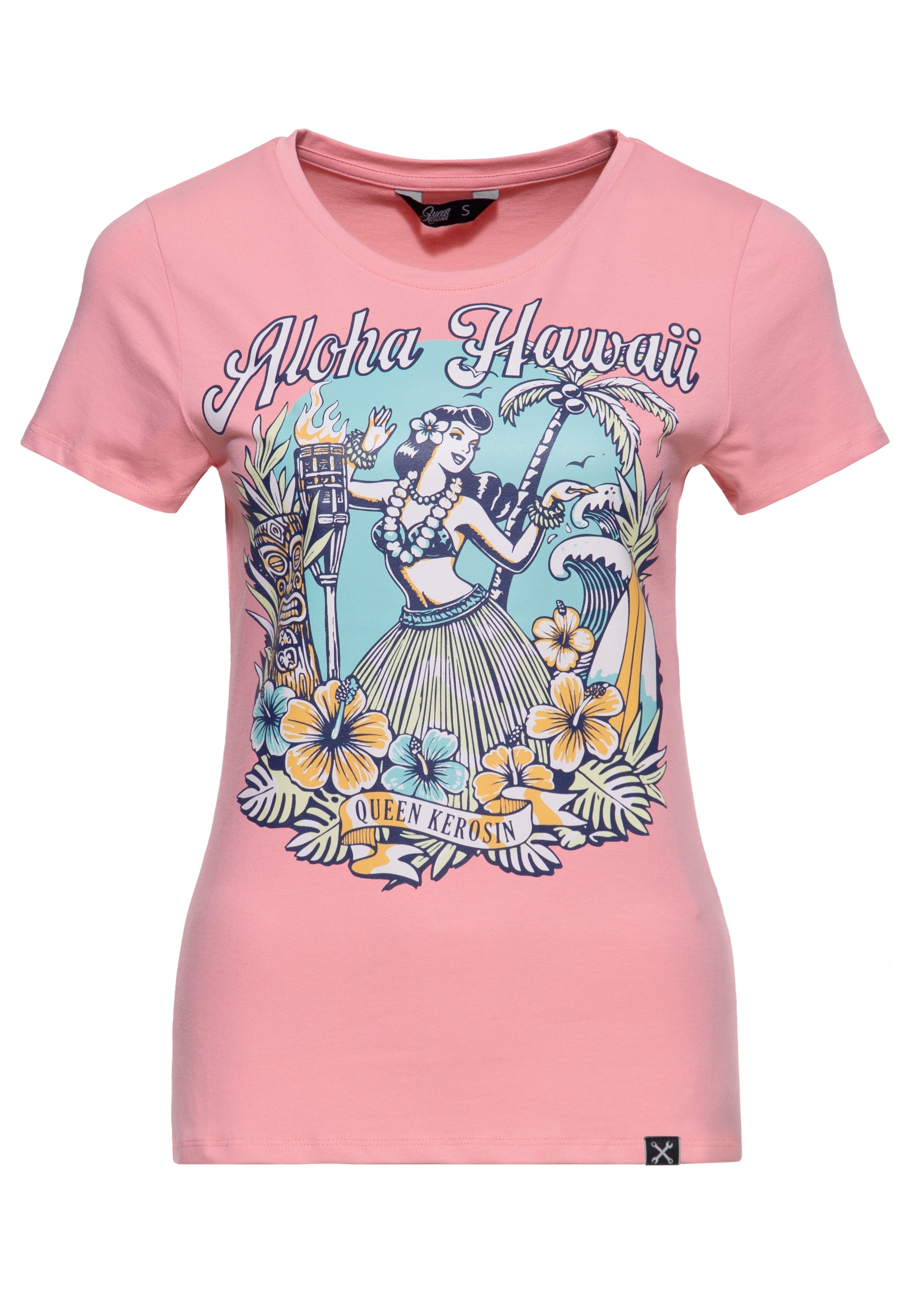 T-Shirt 'Aloha Hawaii' in Rosa T-Shirts von Queen Kerosin