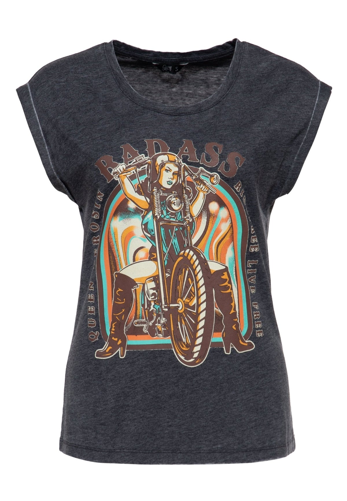 T-Shirt 'Badass' in Anthrazit – T-Shirts von Queen Kerosin - Ansicht 1