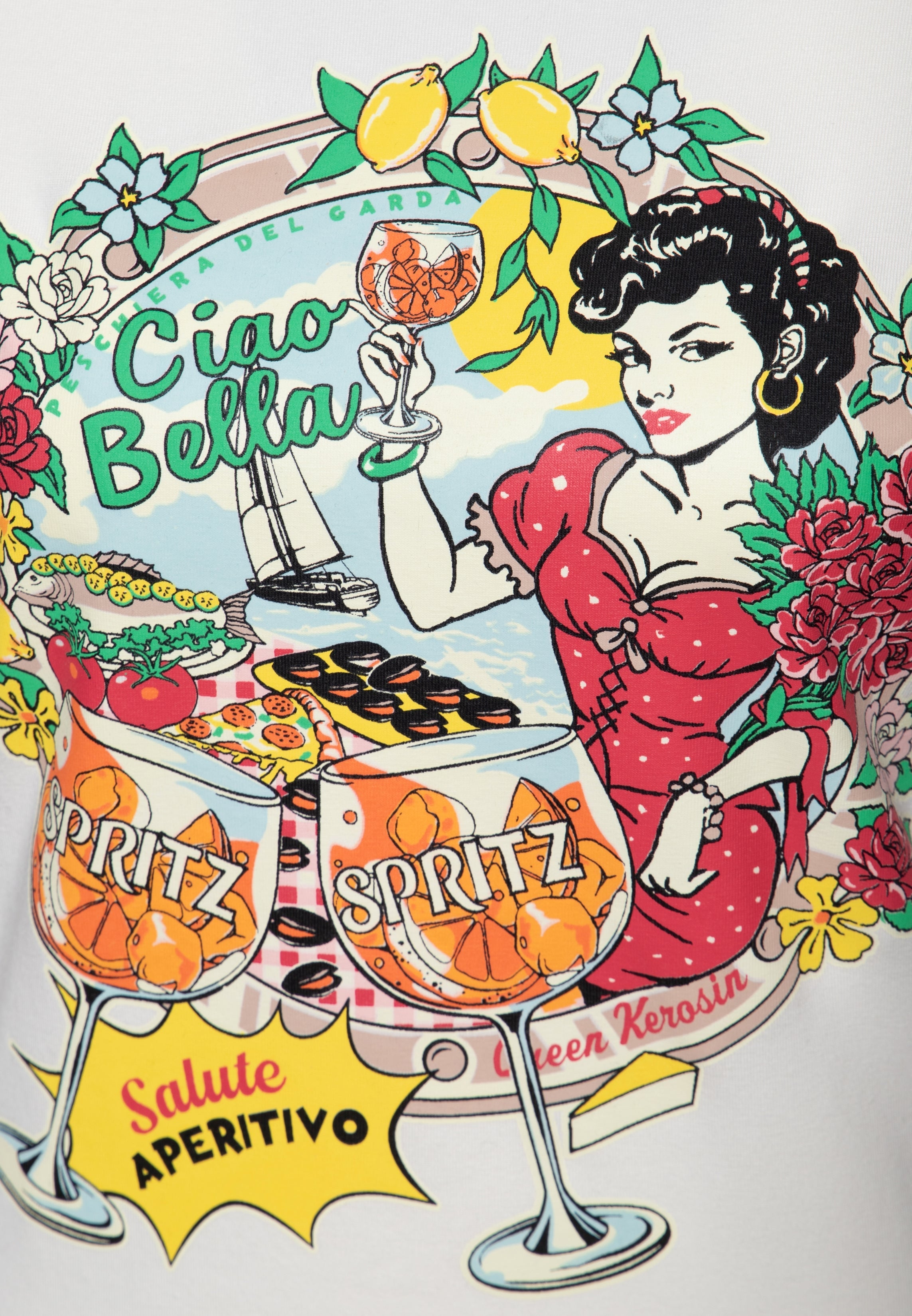 T-Shirt 'Ciao Bella' in Offwhite T-Shirts von Queen Kerosin