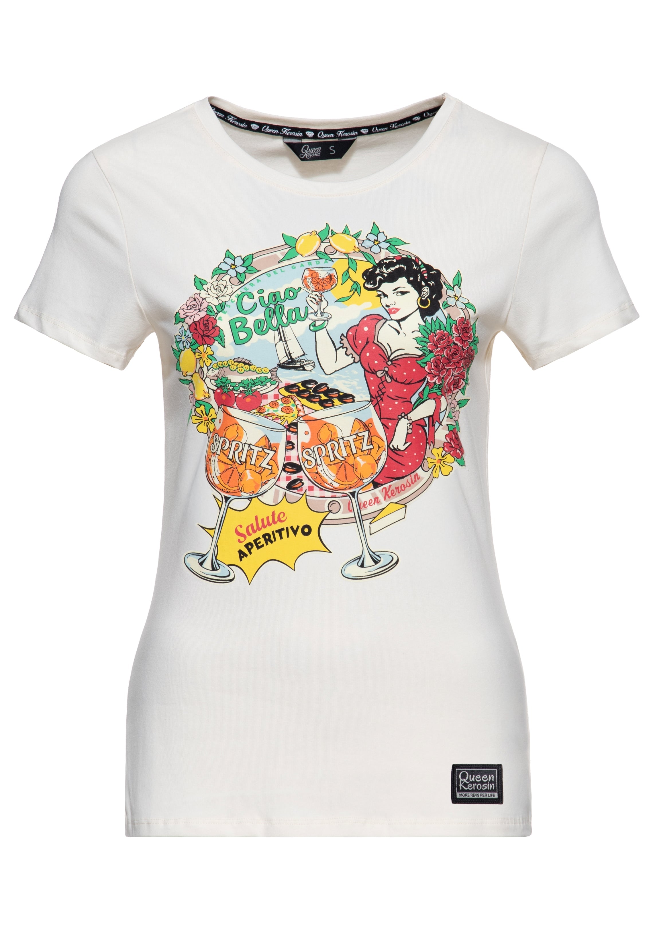 T-Shirt 'Ciao Bella' in Offwhite T-Shirts von Queen Kerosin