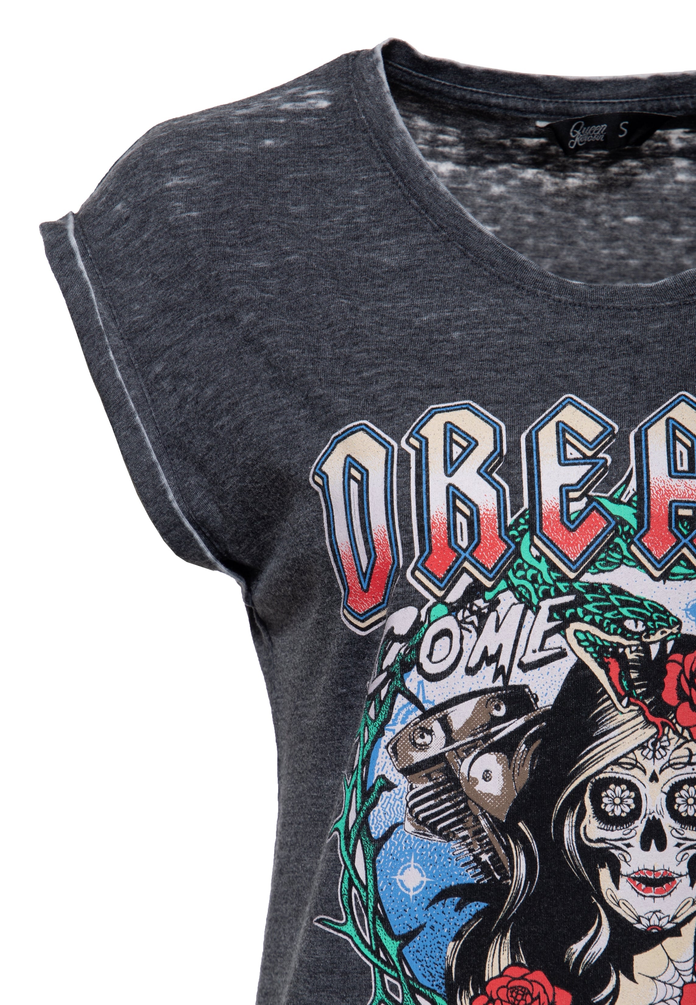 T-Shirt 'Dreams Come True' in Grau T-Shirts von Queen Kerosin