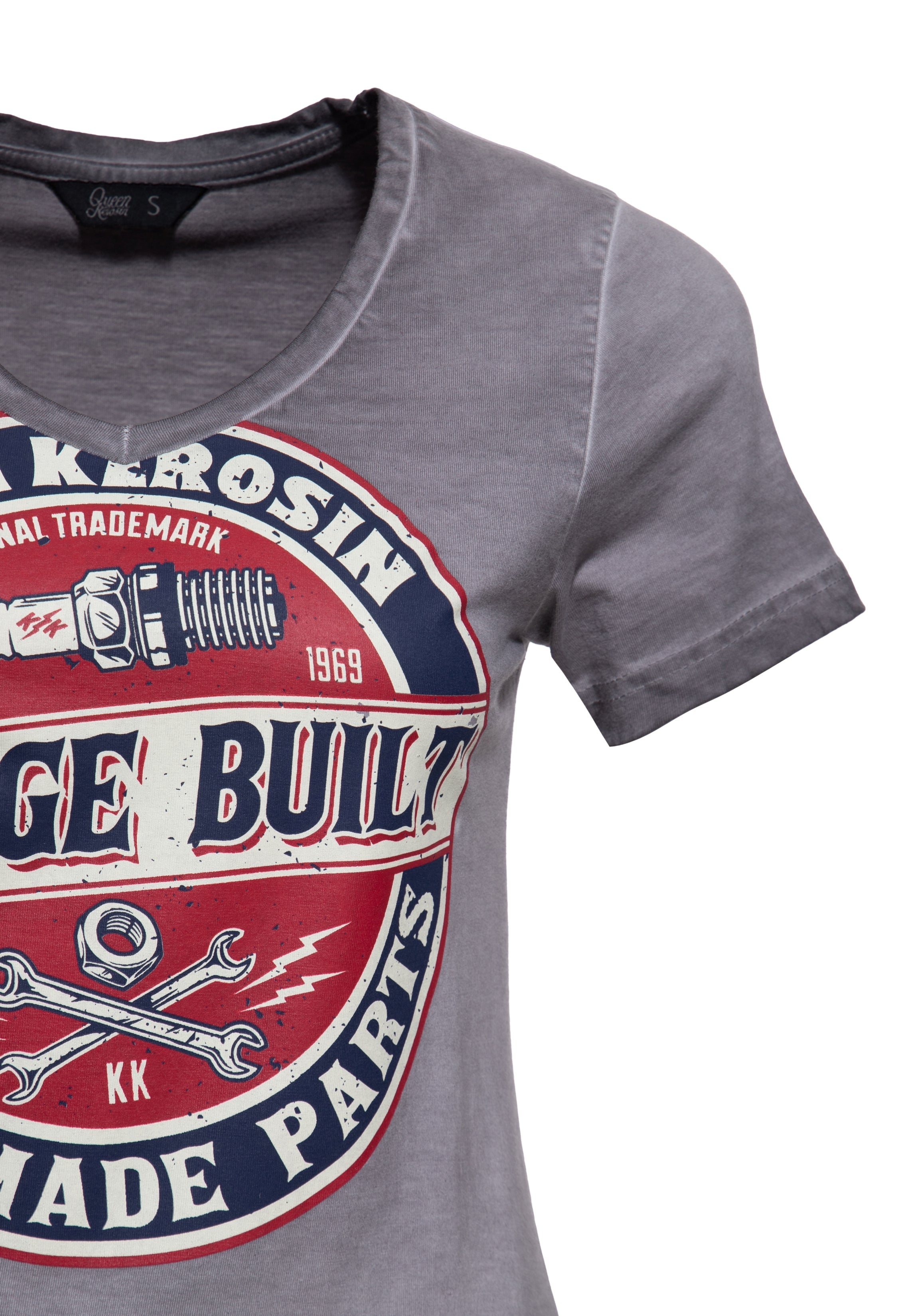 T-Shirt 'Garage Built' in Anthrazit T-Shirts von Queen Kerosin