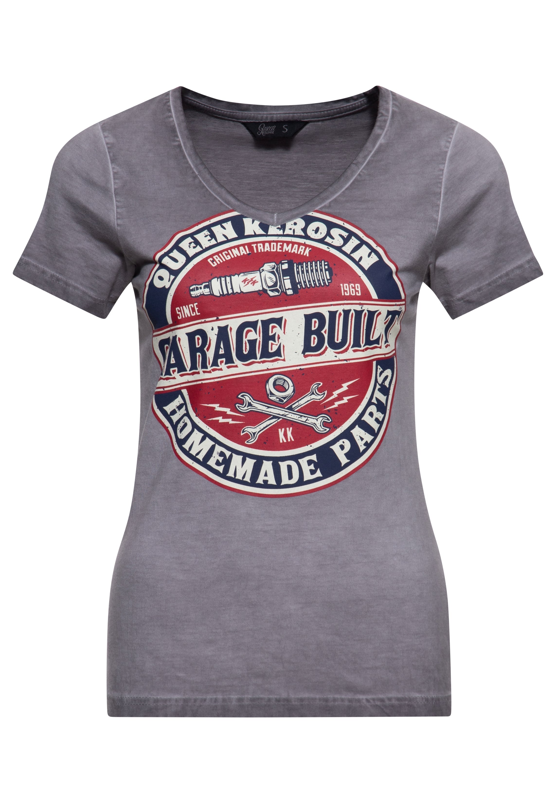 T-Shirt 'Garage Built' in Anthrazit T-Shirts von Queen Kerosin