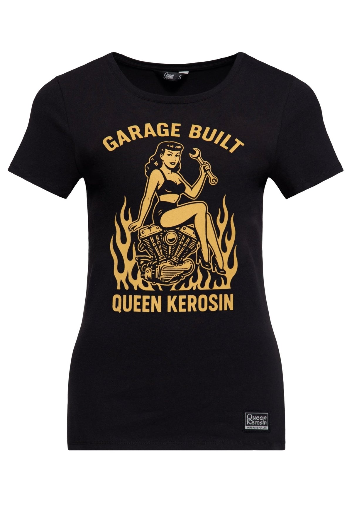 T-Shirt 'Garage Built' in Schwarz – T-Shirts von Queen Kerosin - Ansicht 1