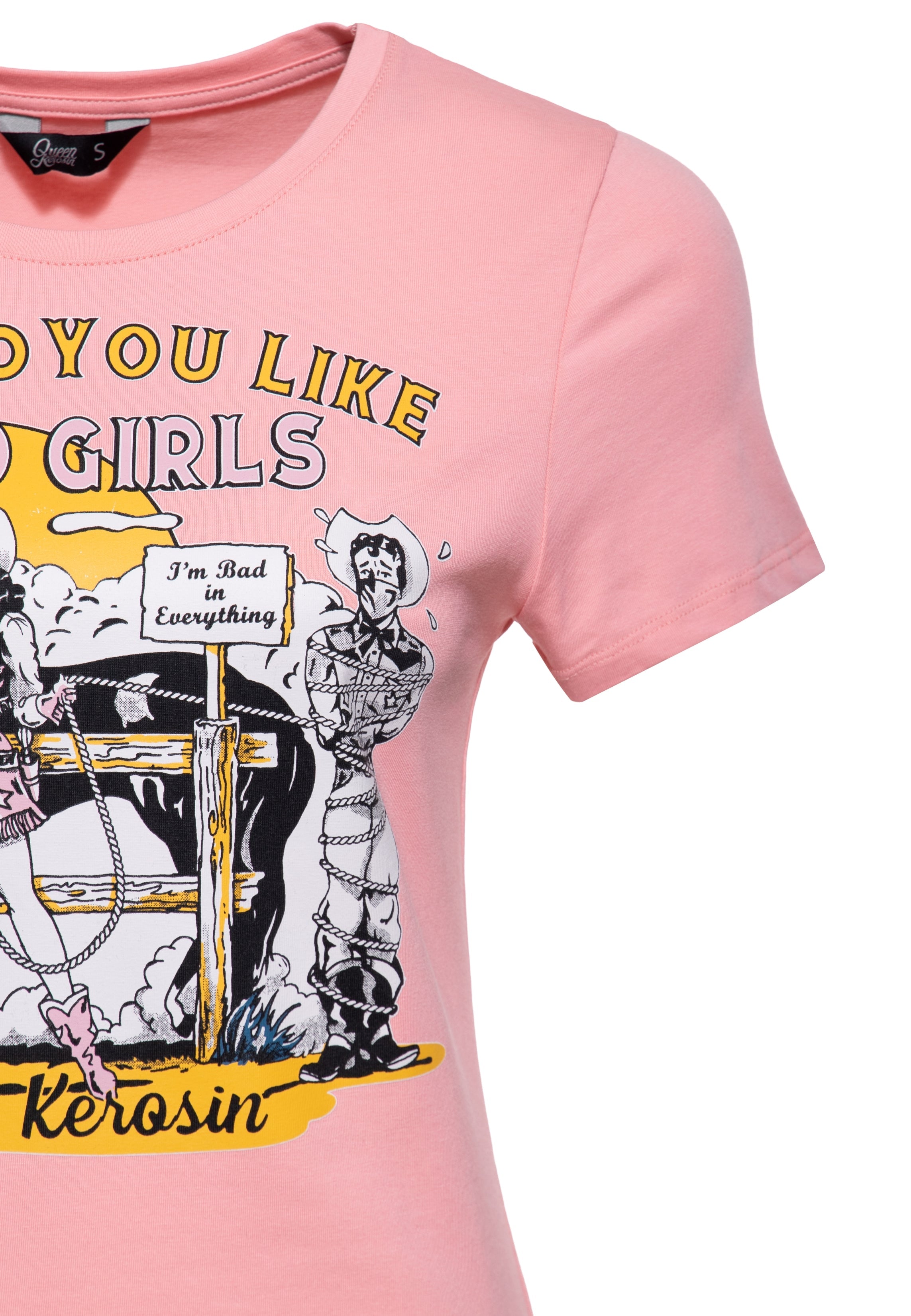 T-Shirt 'I Heard You Like Bad Girls' in Rosa T-Shirts von Queen Kerosin