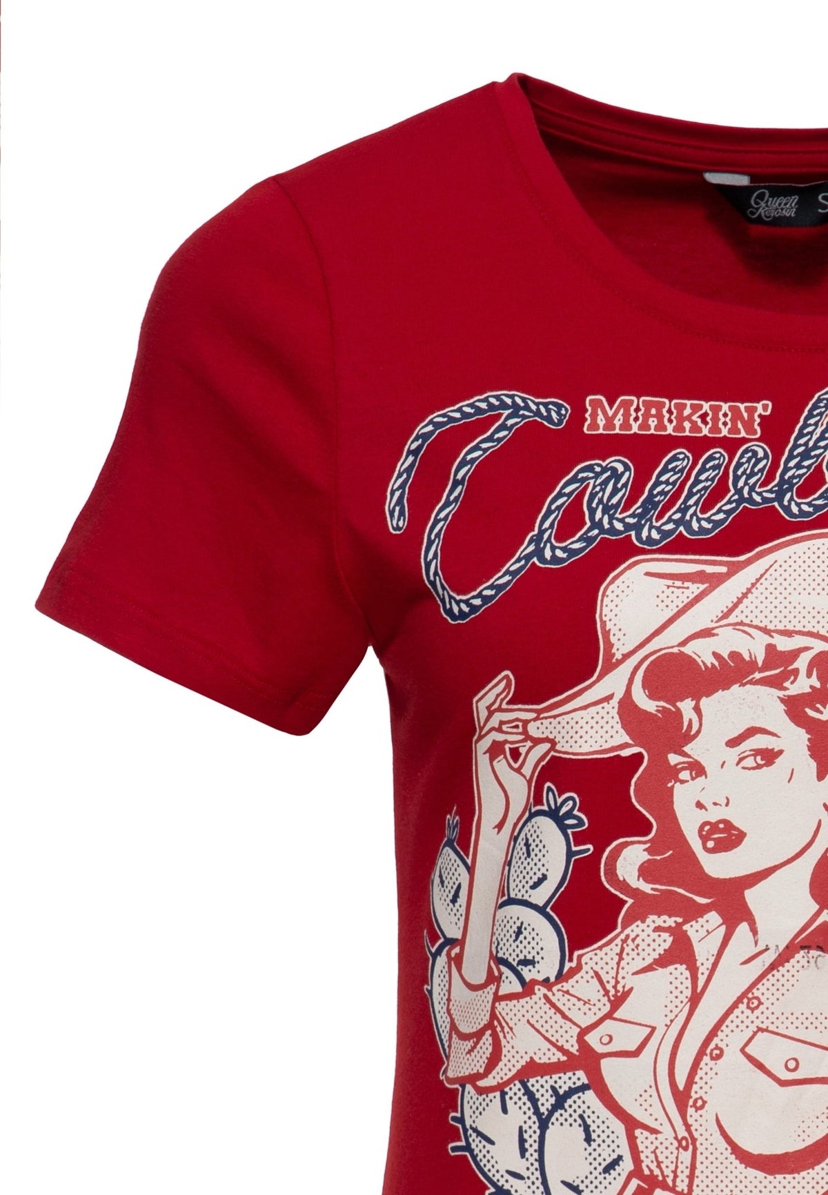 T-Shirt 'Makin' Cowboys Cry' in Bordeaux – T-Shirts von Queen Kerosin - Ansicht 3