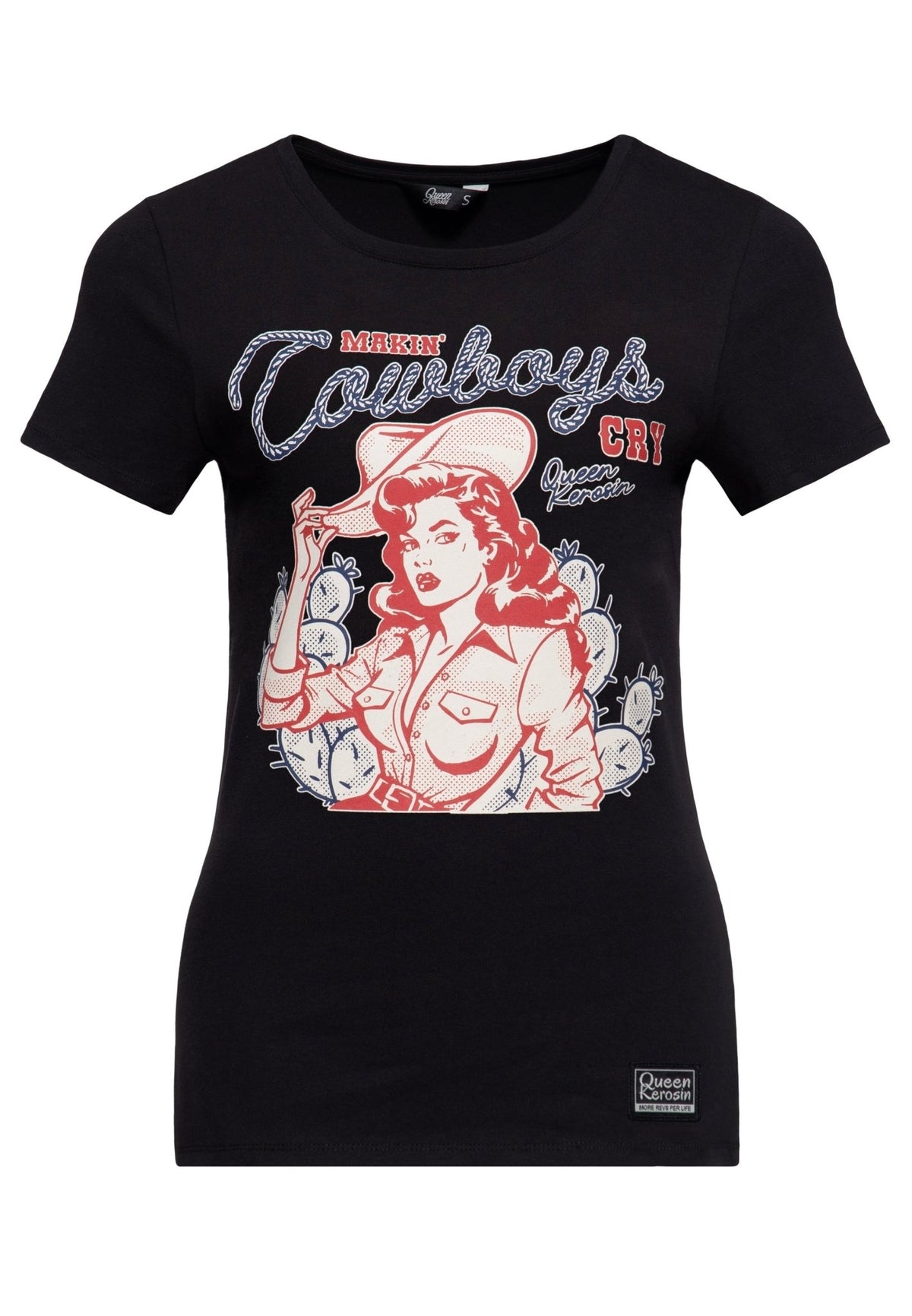 T-Shirt 'Makin' Cowboys Cry' in Schwarz – T-Shirts von Queen Kerosin - Ansicht 1