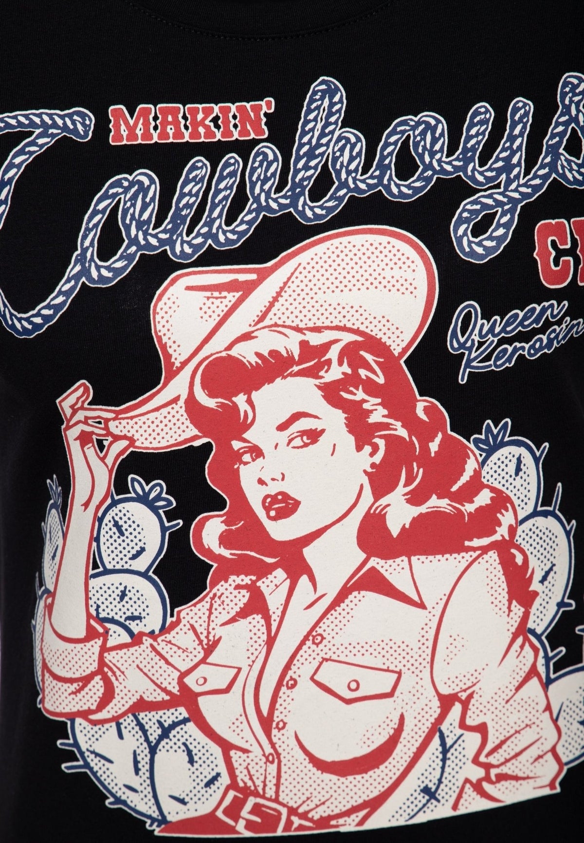 T-Shirt 'Makin' Cowboys Cry' in Schwarz – T-Shirts von Queen Kerosin - Ansicht 4