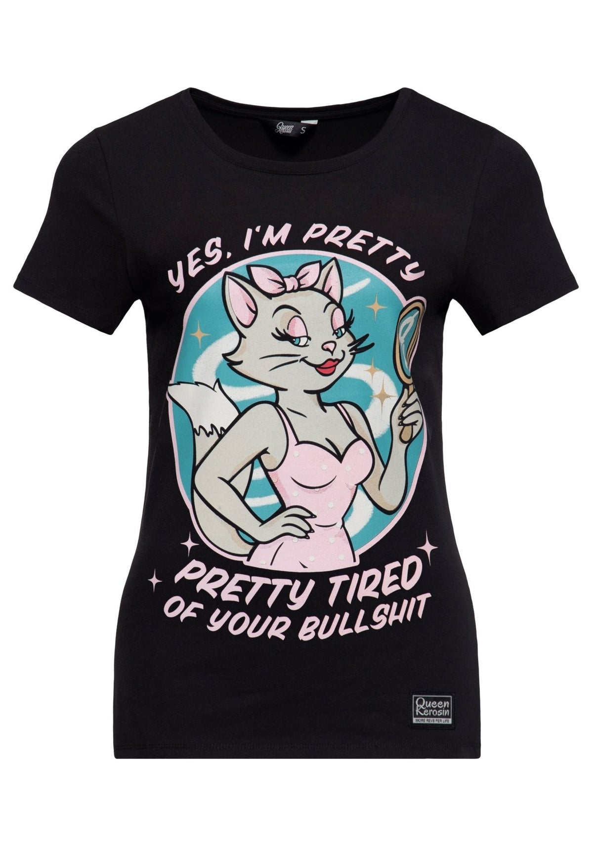 T-Shirt 'Pretty Tired' in Schwarz – T-Shirts von Queen Kerosin - Ansicht 1