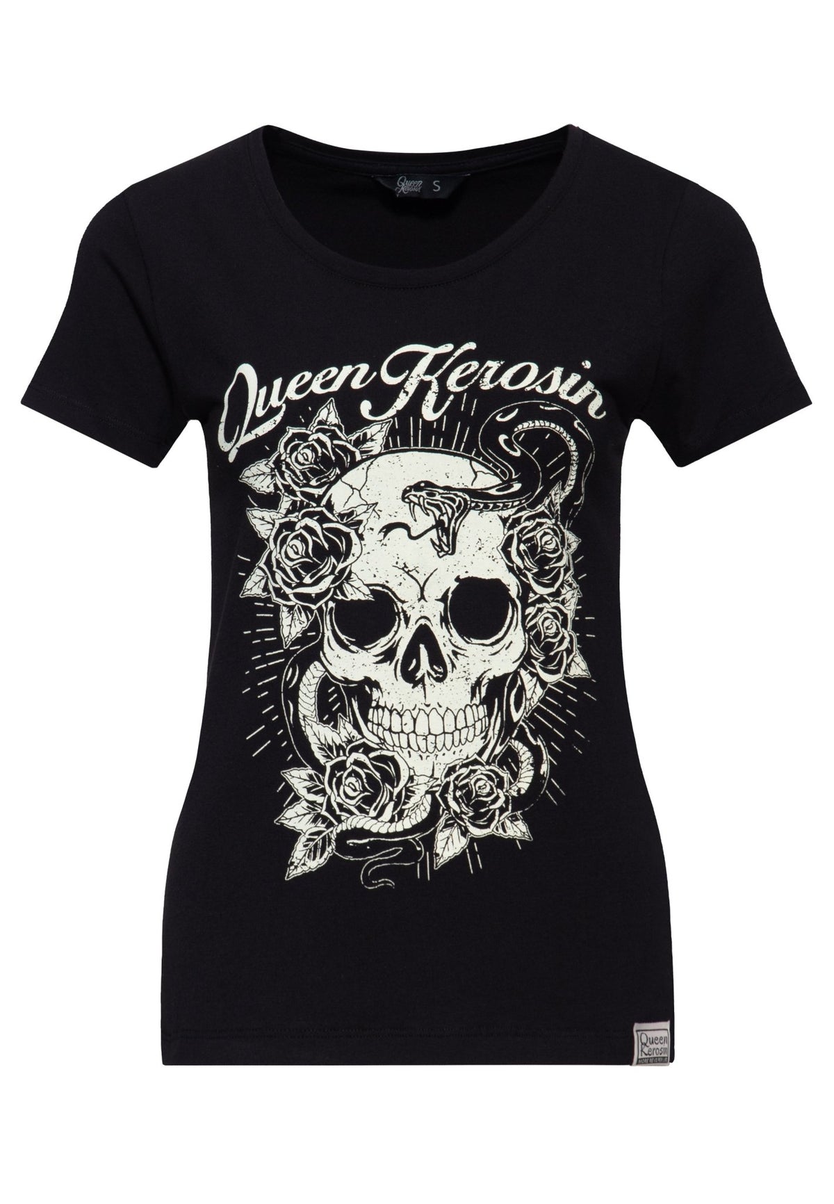 T-Shirt 'Skull and Snake' in Schwarz – T-Shirts von Queen Kerosin - Ansicht 1