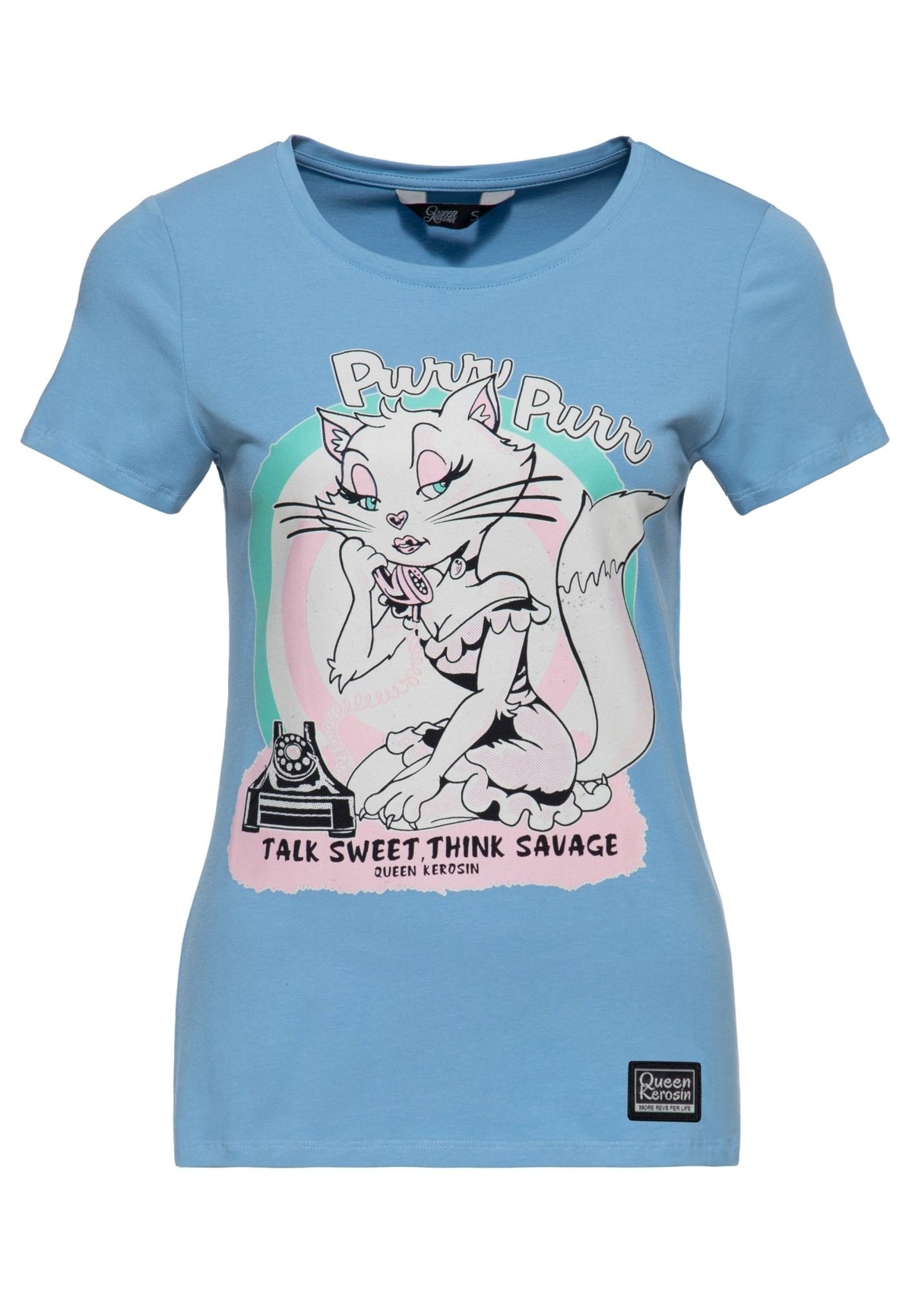 T-Shirt 'Talk Sweet' in Hellblau – T-Shirts von Queen Kerosin - Ansicht 1