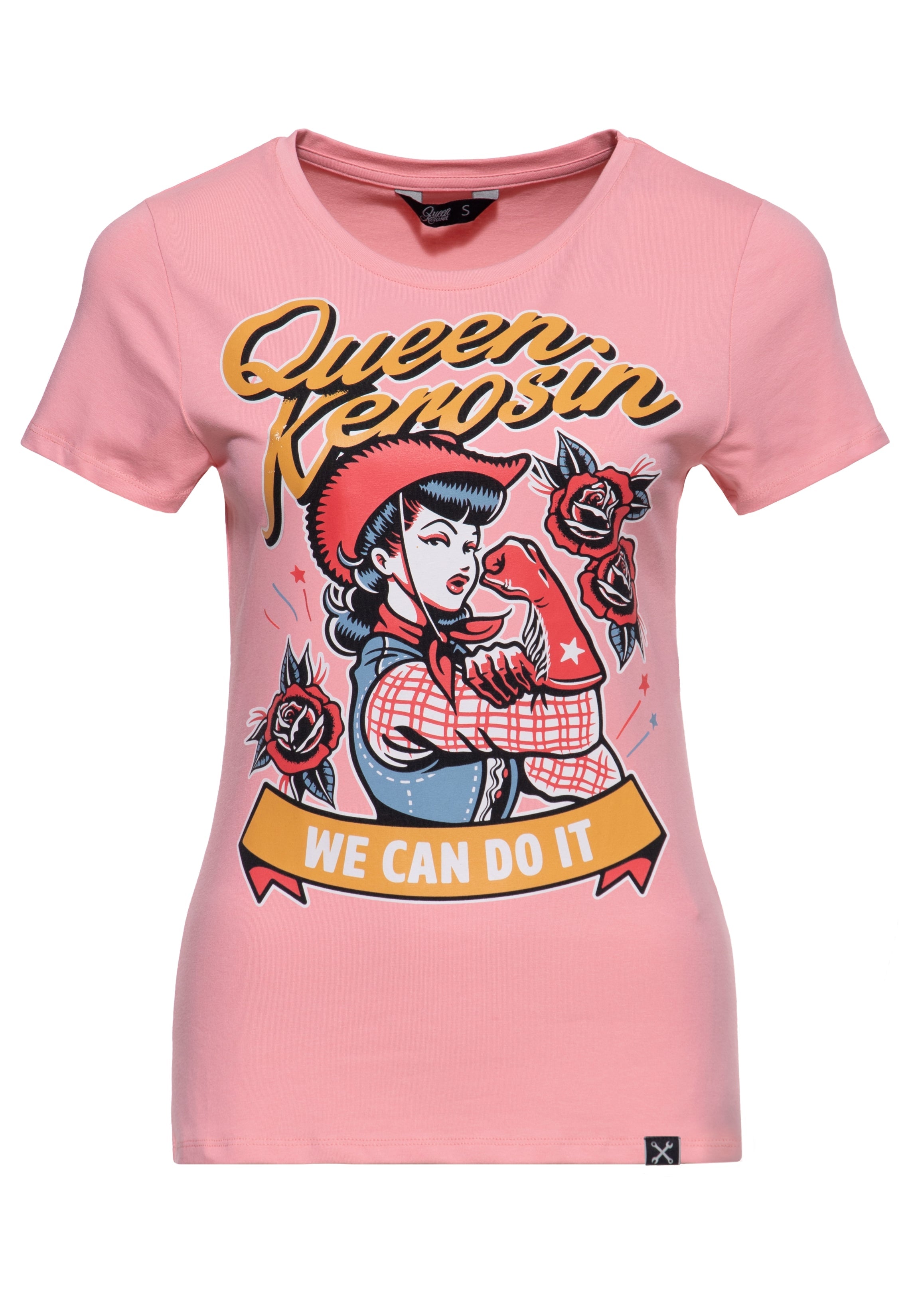 T-Shirt 'We Can Do It' in Rosa T-Shirts von Queen Kerosin