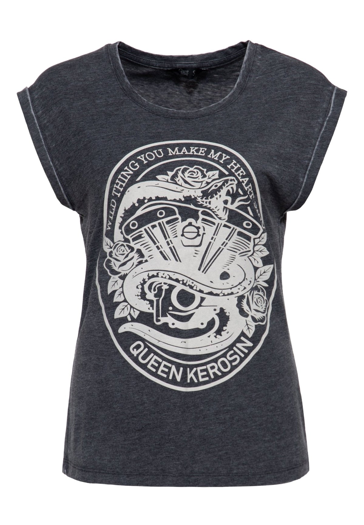 T-Shirt 'Wild Thing' in Anthrazit – T-Shirts von Queen Kerosin - Ansicht 1