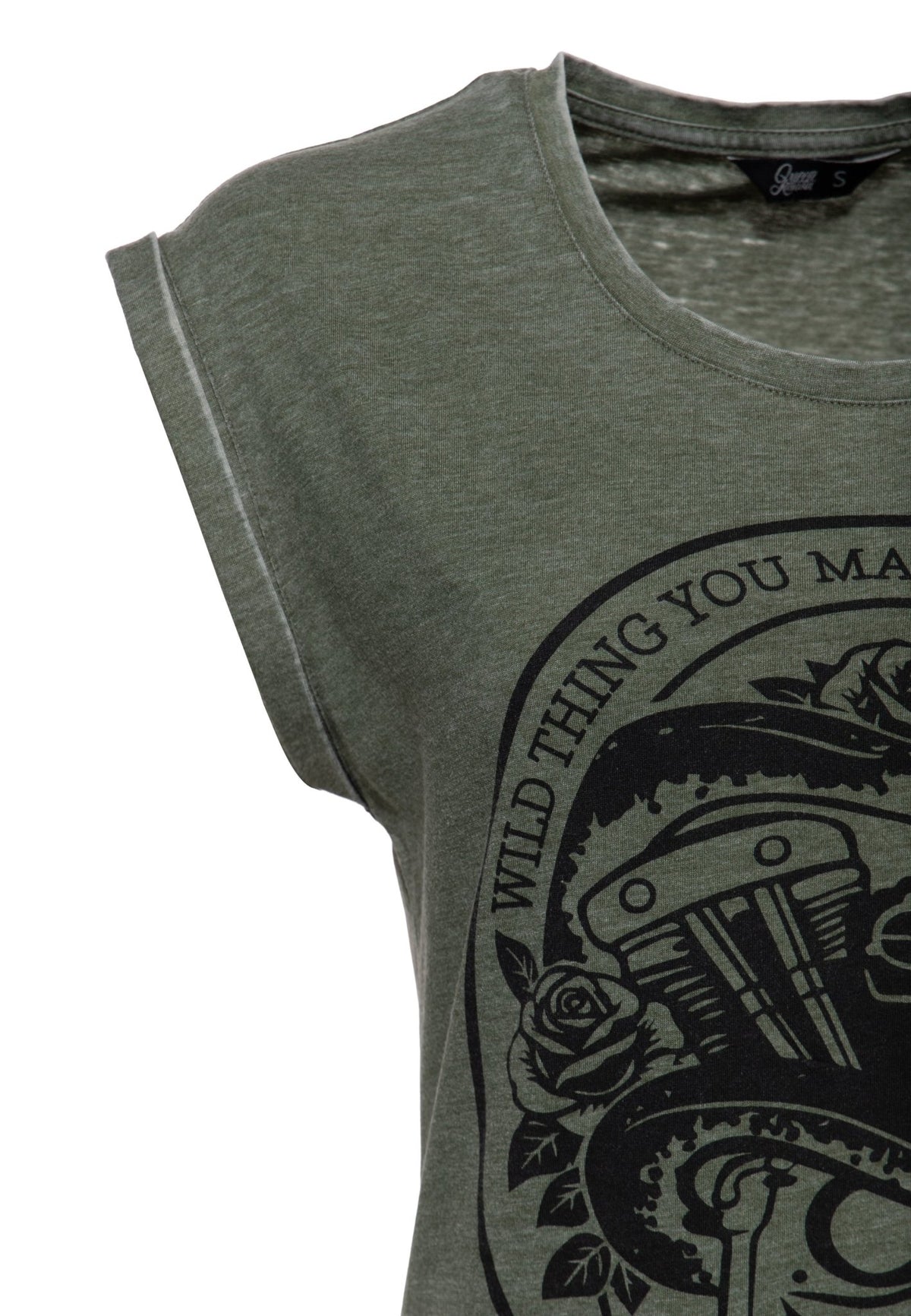 T-Shirt 'Wild Thing' in Olivgrün – T-Shirts von Queen Kerosin - Ansicht 3