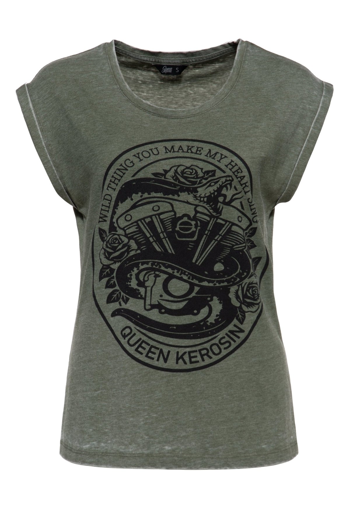 T-Shirt 'Wild Thing' in Olivgrün – T-Shirts von Queen Kerosin - Ansicht 1