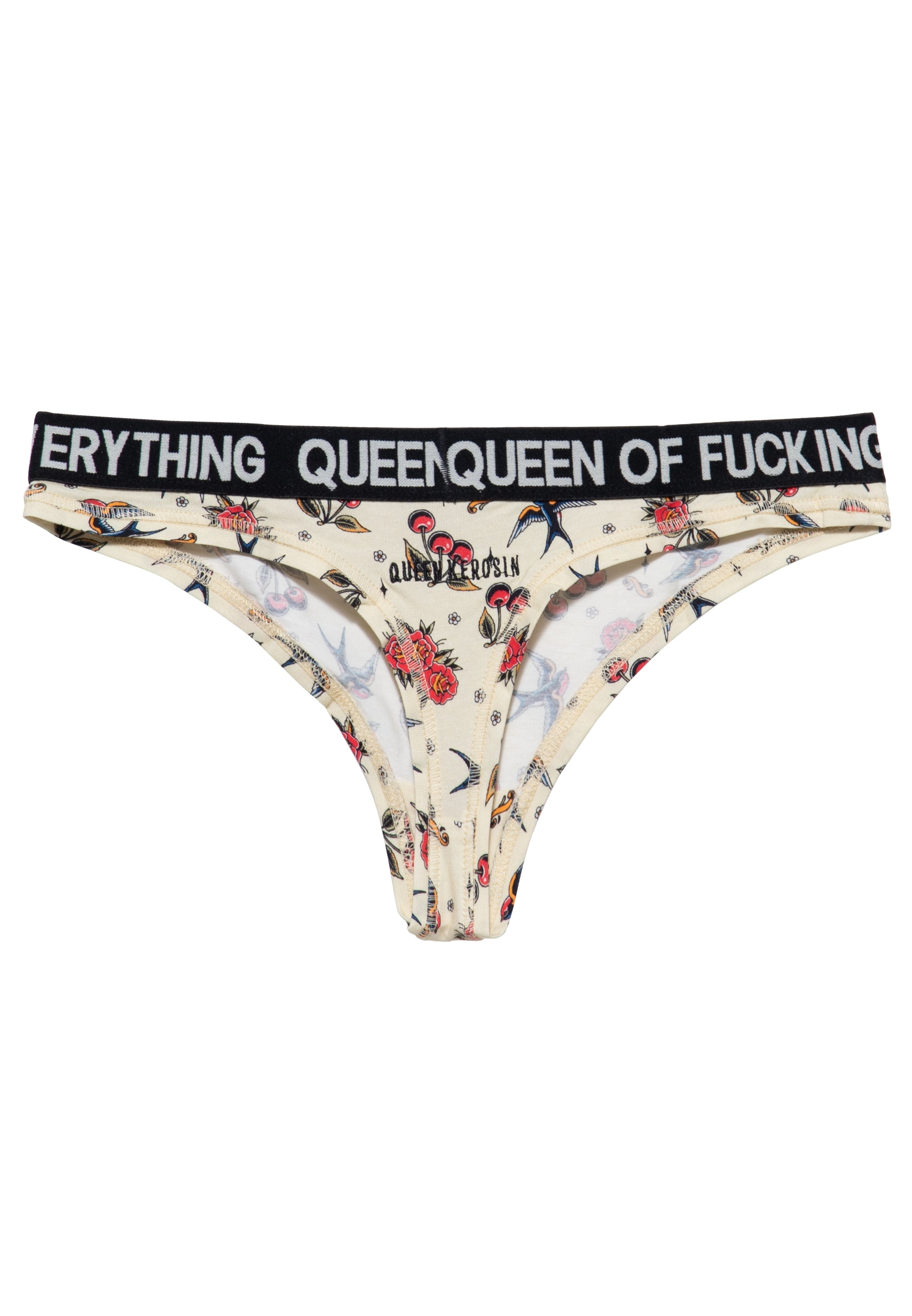 Tanga 'Queen Of Fucking Everything' in Offwhite Unterwäsche von Queen Kerosin