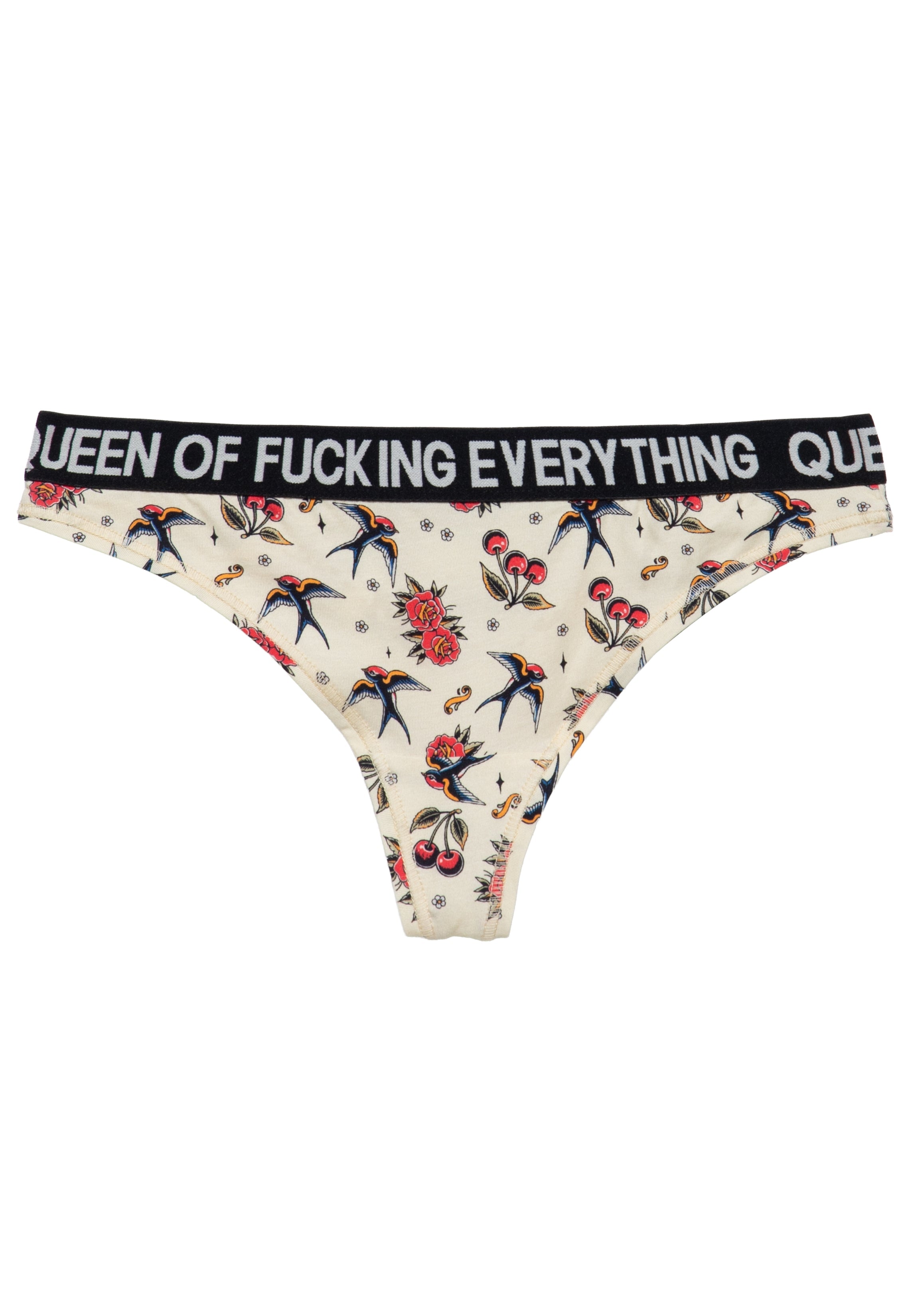 Tanga 'Queen Of Fucking Everything' in Offwhite Unterwäsche von Queen Kerosin